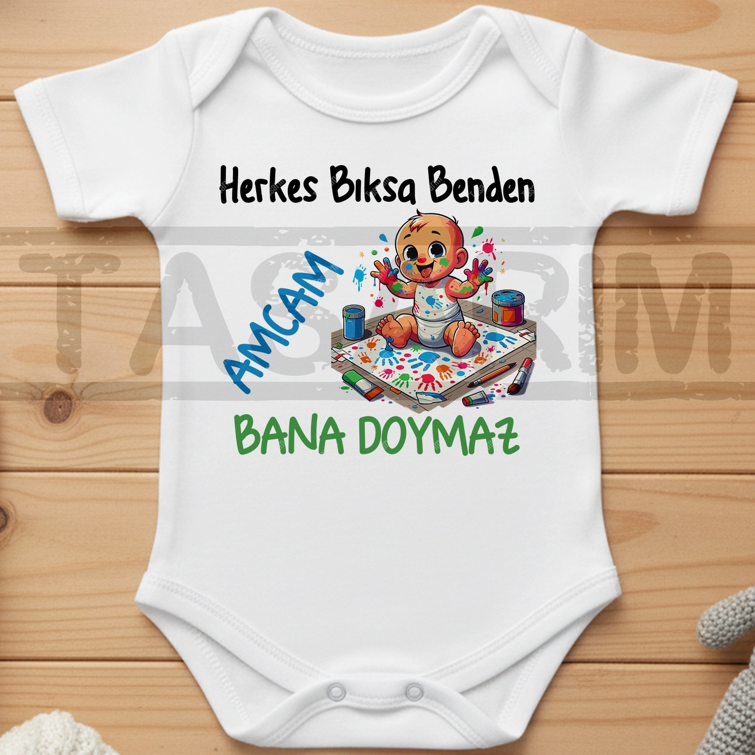 Herkes Bıksa Benden Amcam Bana Doymaz - Bebek Body Zıbın
