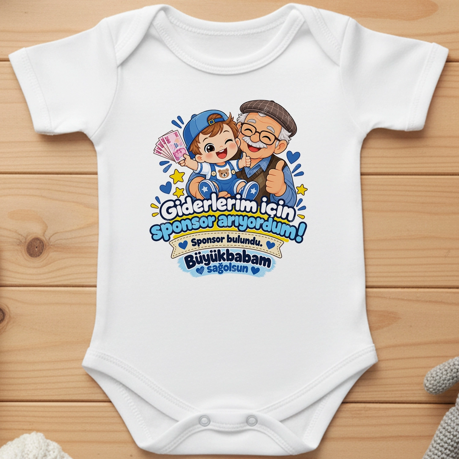 Giderlerim İçin Sponsor Arıyordum Sponsor Bulundu Büyükbabam Sağolsun - Bebek Body Zıbın