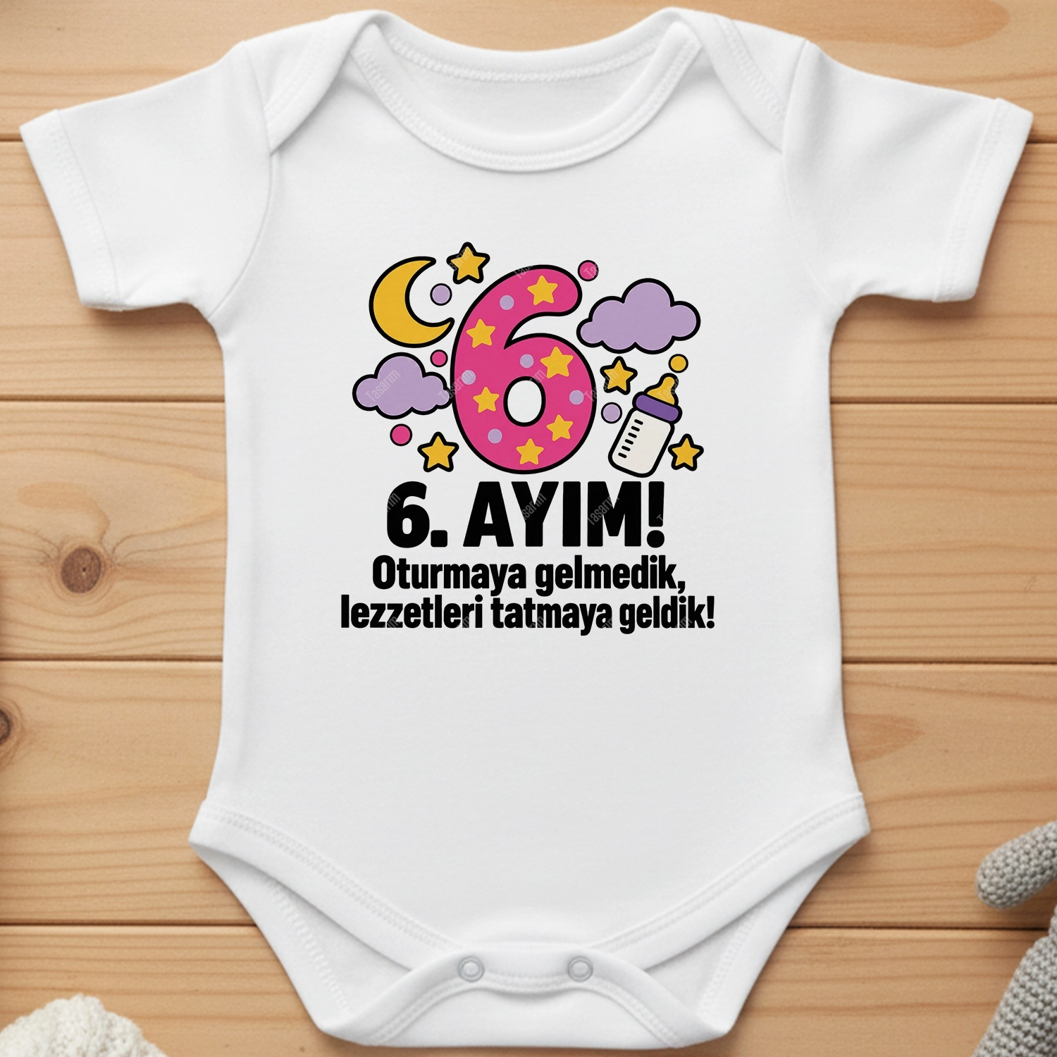6. Aylık - Oturmaya Gelmedik Lezzetleri Tatmaya Geldik - Bebek Body Zıbın