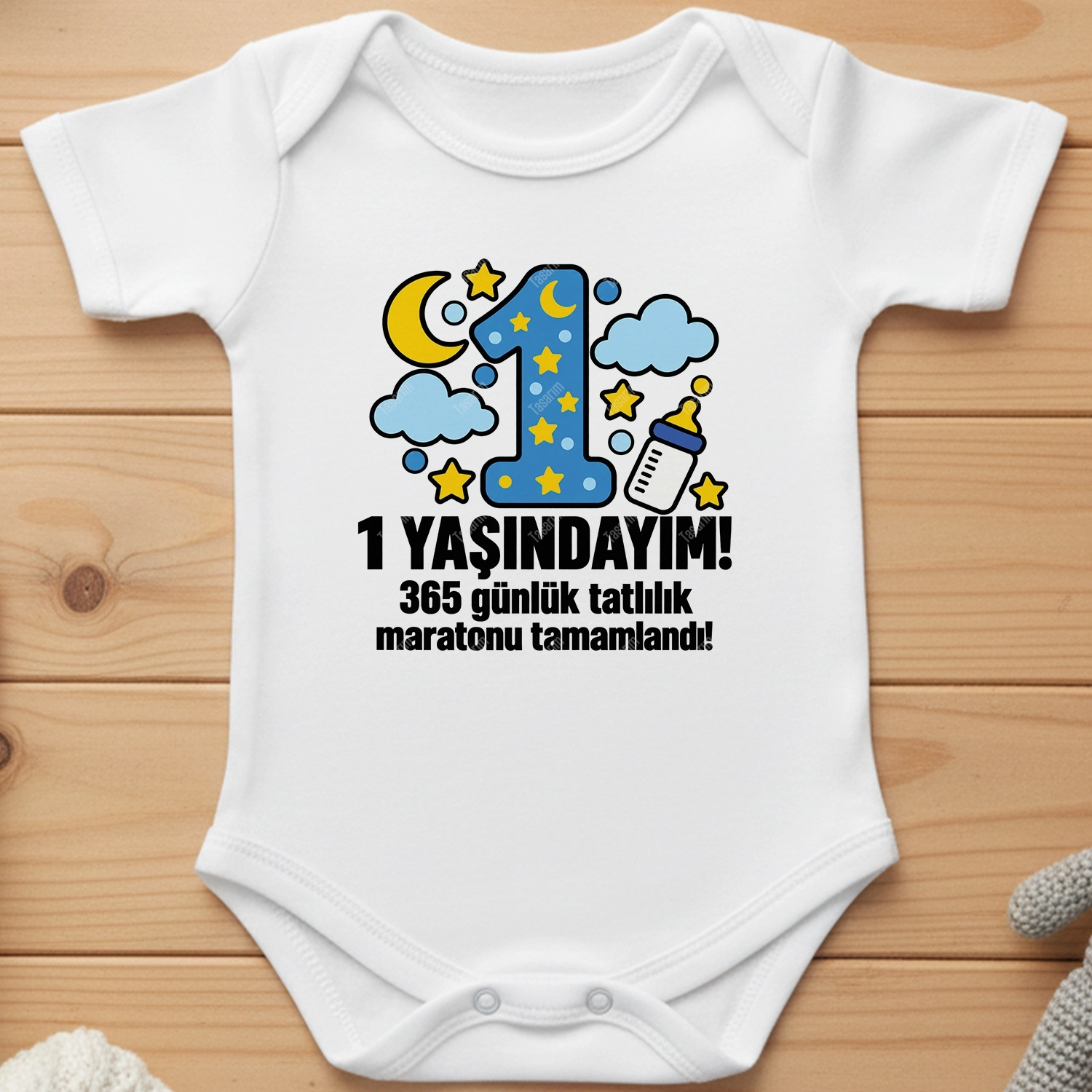 1 Yaşındayım - 365 Günlük Tatlılık Maratonu Tamamlandı - Bebek Body Zıbın