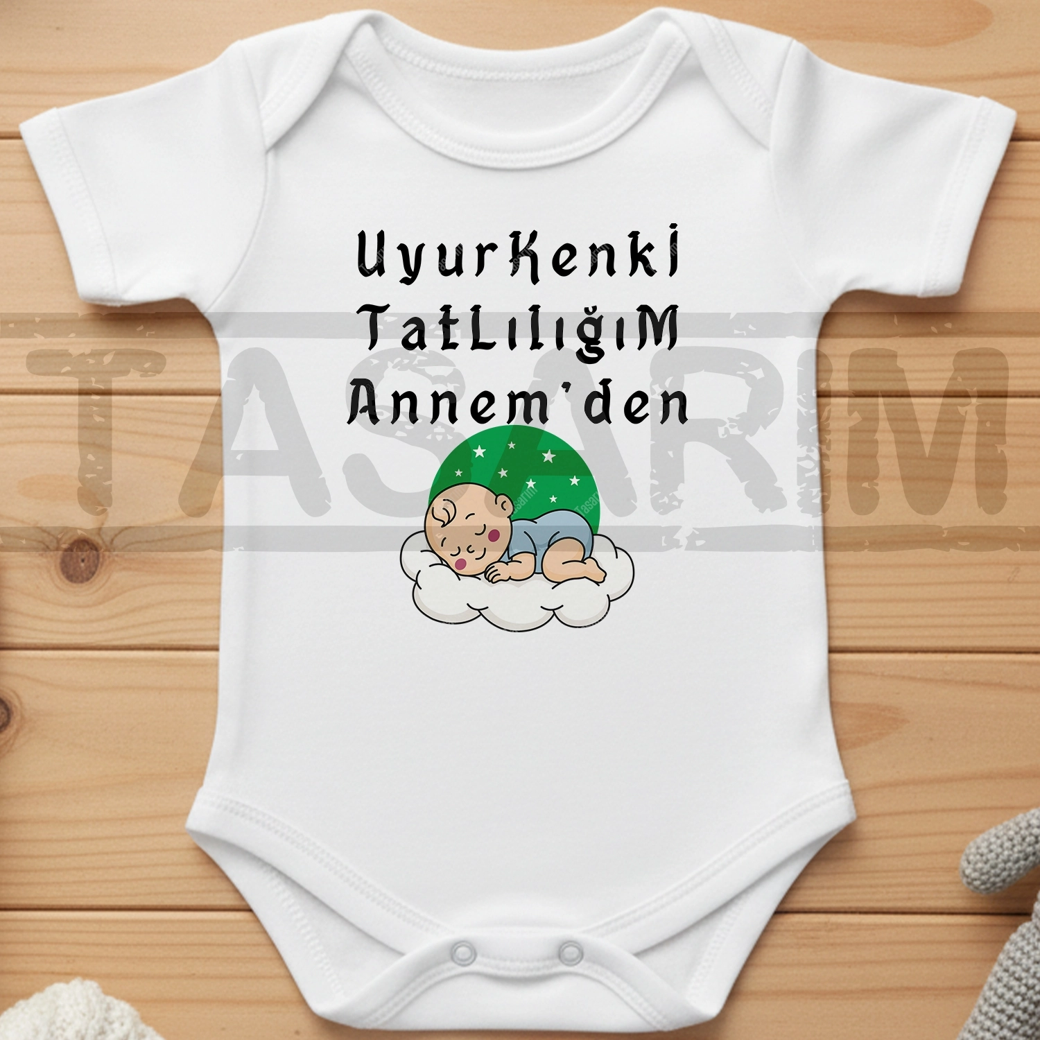 Uyurkenki Tatlılığım Annemden - Bebek Body Zıbın