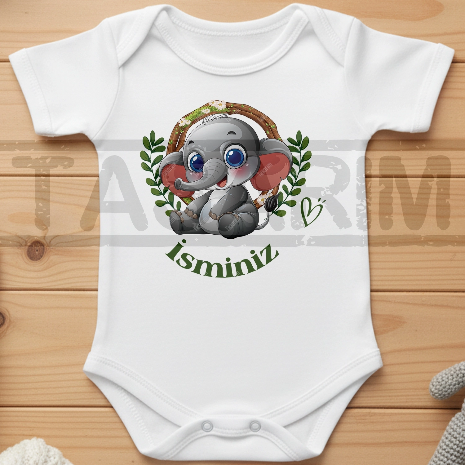 Sevimli Fil Yavrusu - Bebek Body Zıbın