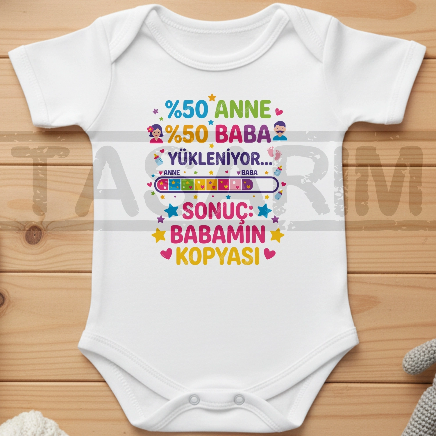 %50 Anne %50 Baba Yükleniyor Sonuç Babamın Kopyası - Bebek Body Zıbın