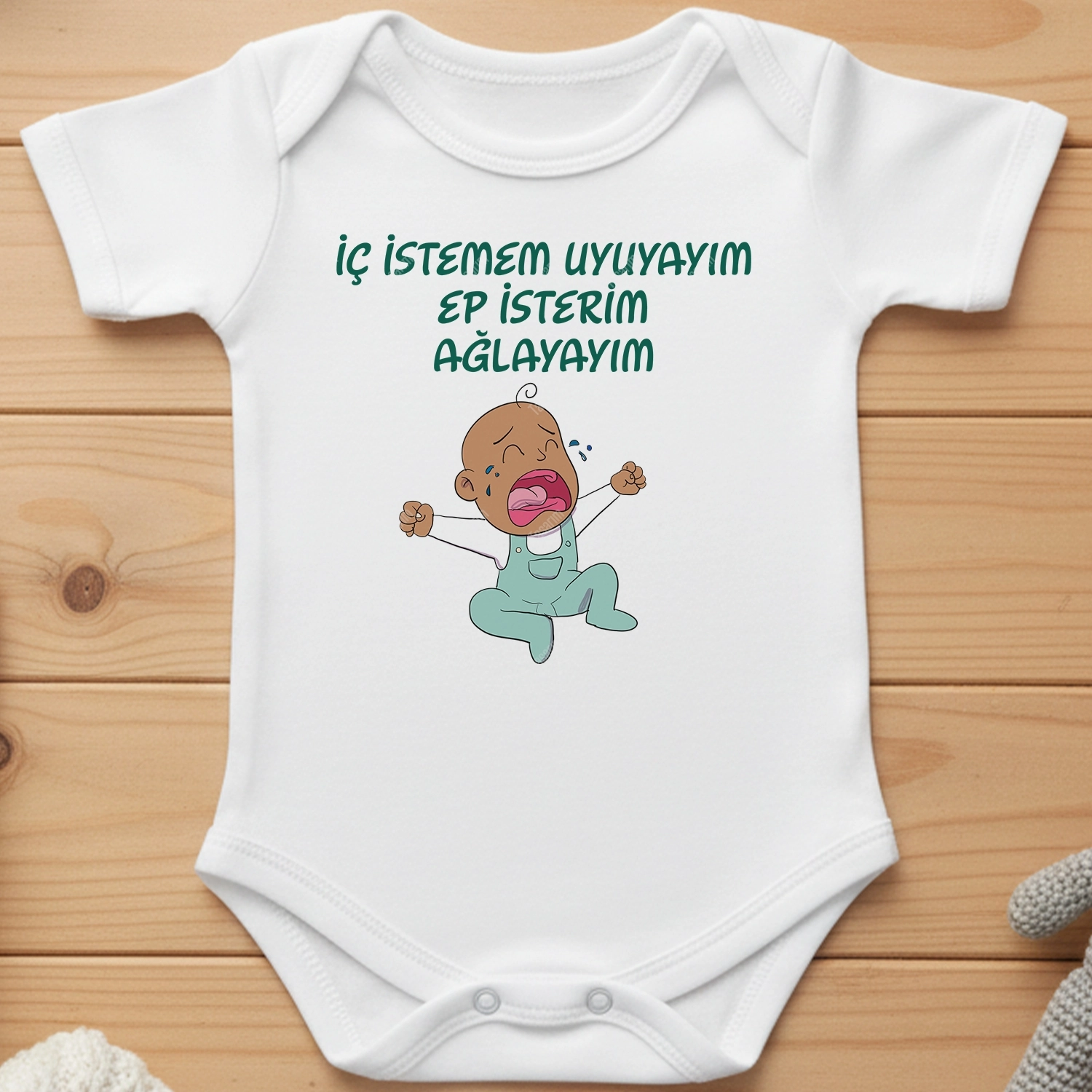 İç İstemem Uyuyayım Ep İsterim Ağlayayım - Bebek Body Zıbın