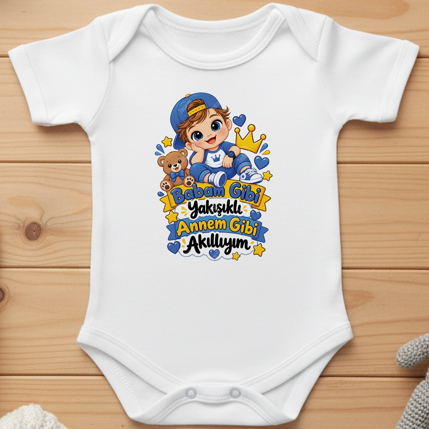 Babam Gibi Yakışıklı Annem Gibi Akıllıyım - Bebek Body Zıbın