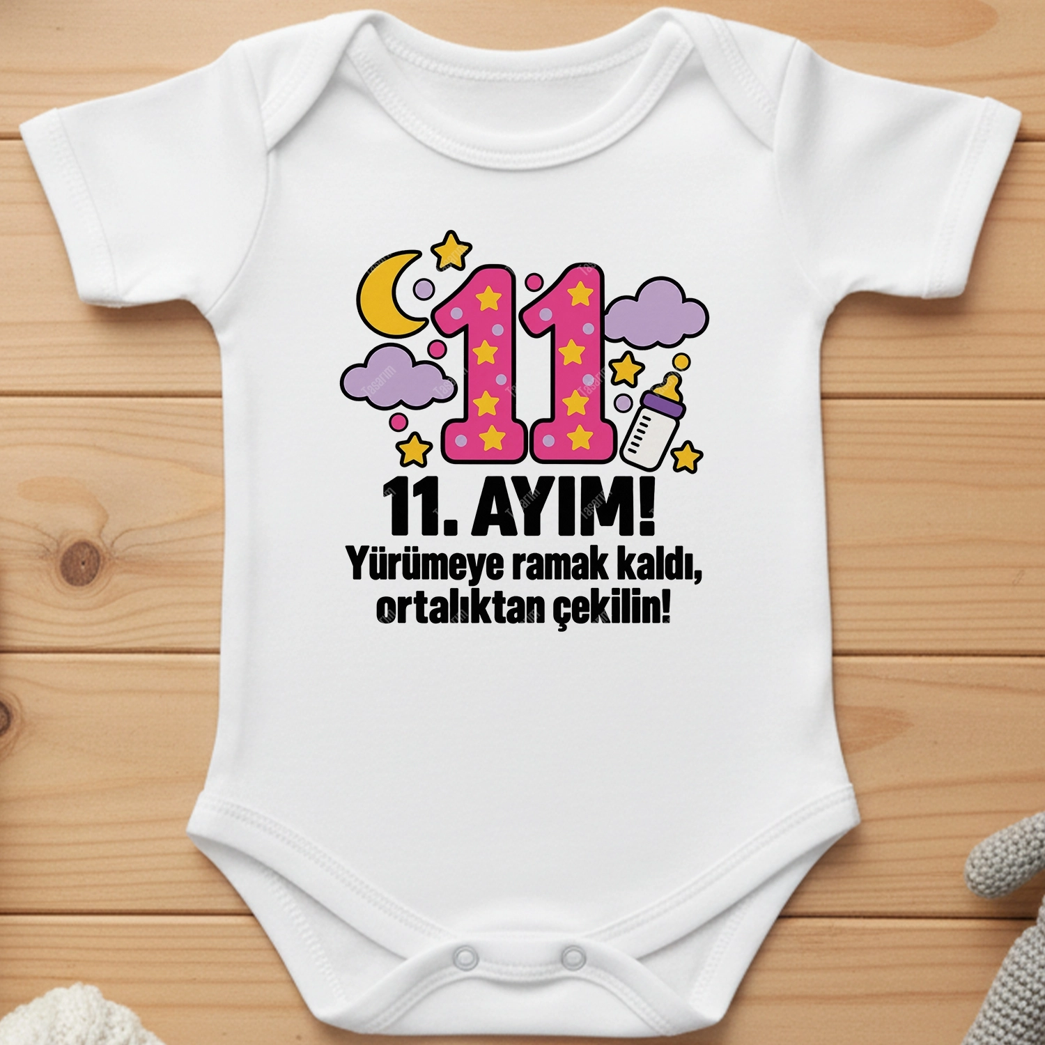 11. Aylık - Yürümeye Ramak Kaldı Ortalıktan Çekilin - Bebek Body Zıbın