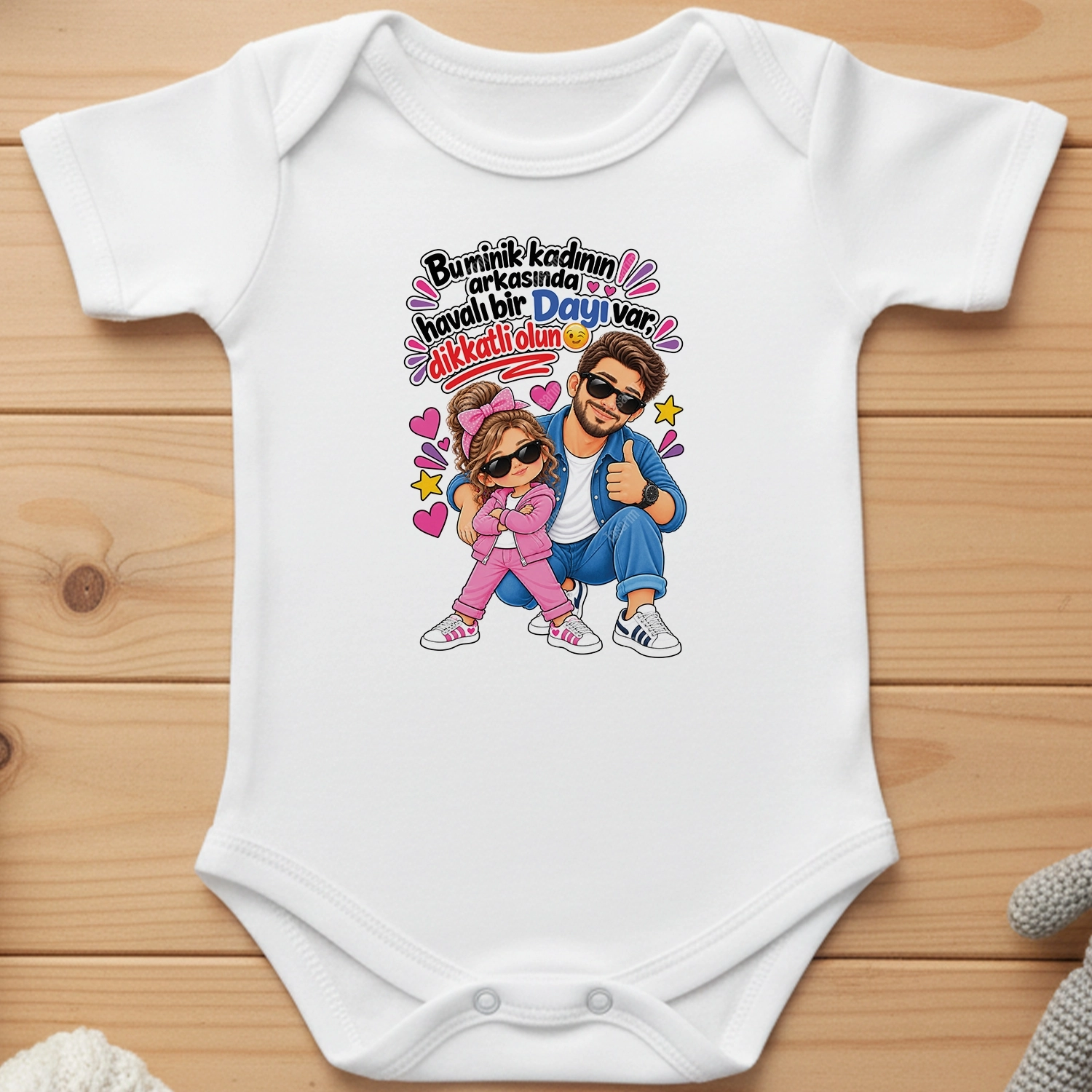 Bu Minik Kadının Arkasında Havalı Bir Dayı Var Dikkatli Olun - Bebek Body Zıbın
