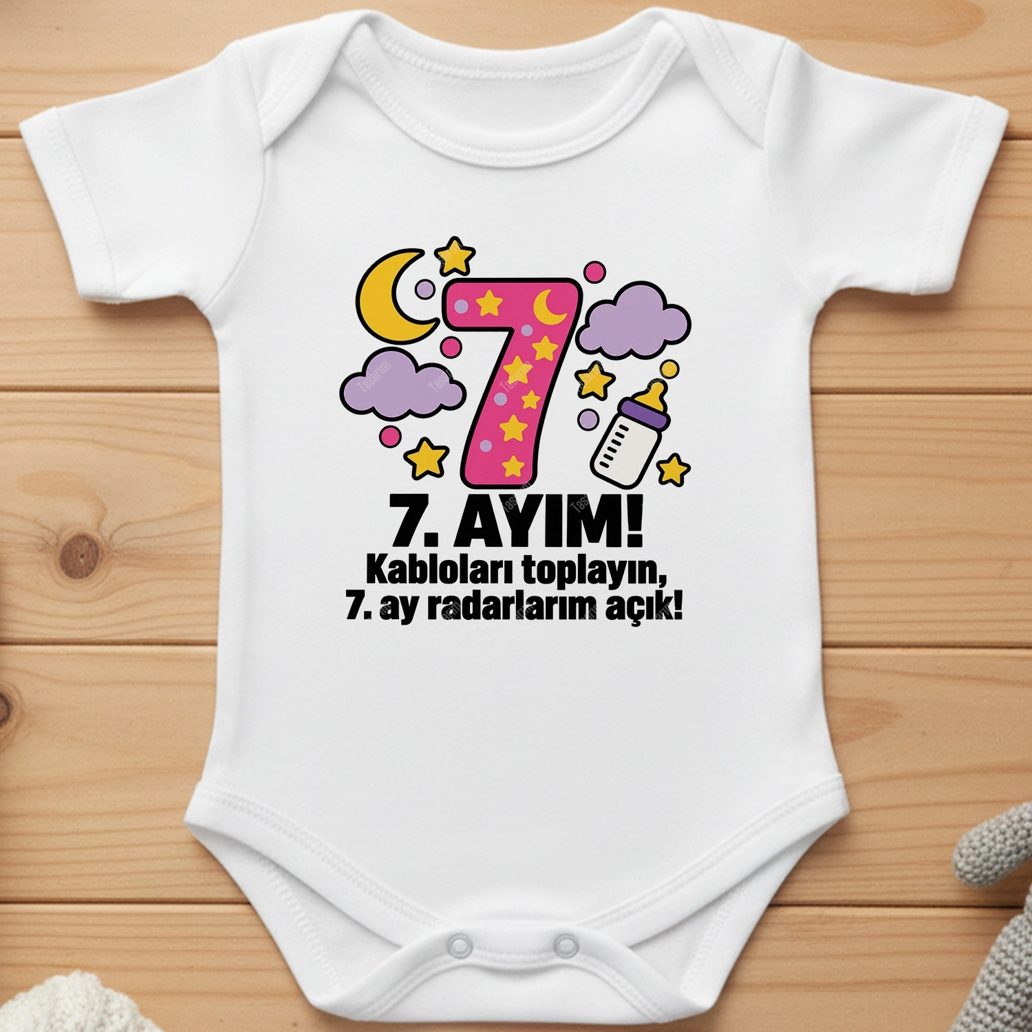 7. Aylık - Kabloları Toplayın 7. Ay Radarlarım Açık - Bebek Body Zıbın