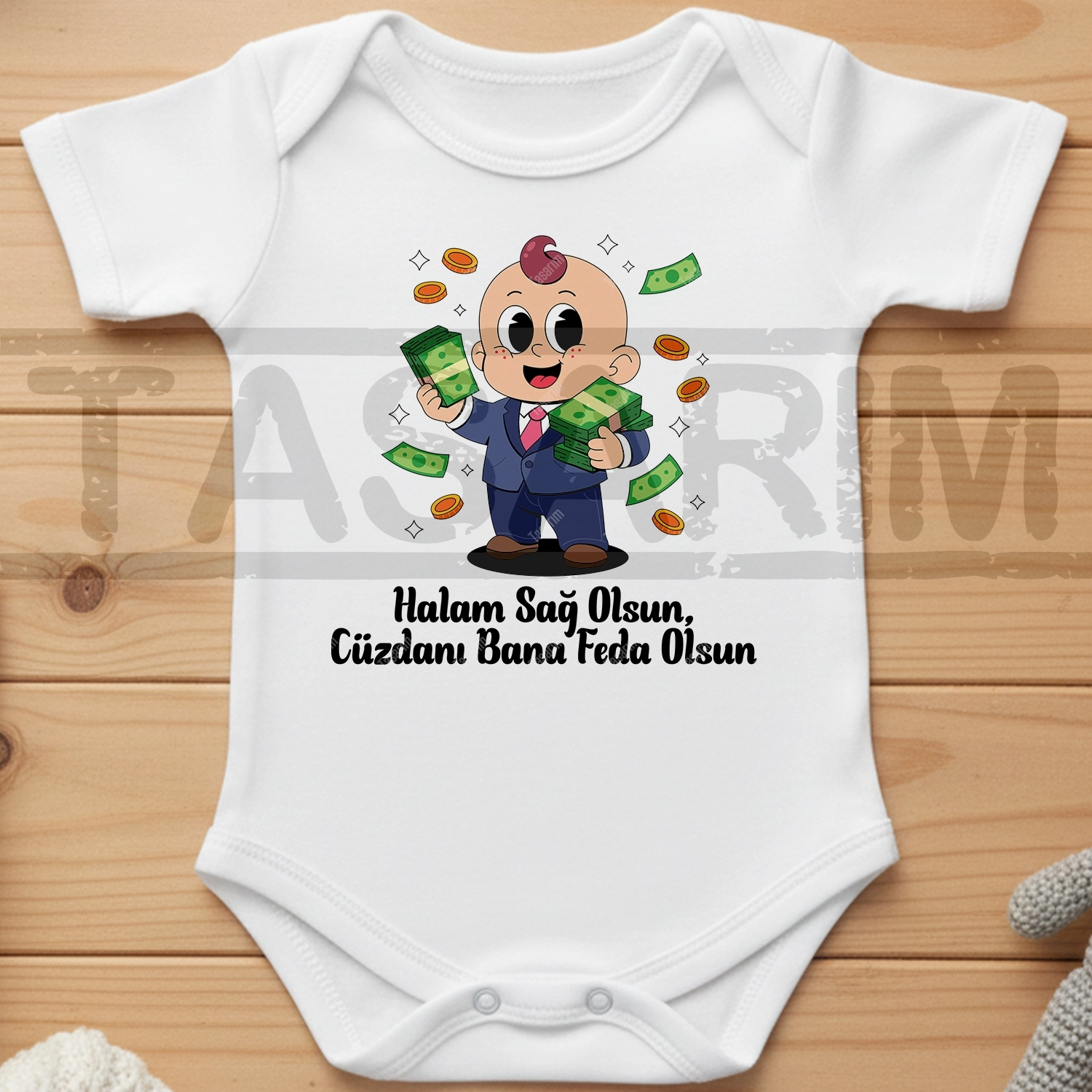 Halam Sağ Olsun Cüzdanı Bana Feda Olsun - Bebek Body Zıbın