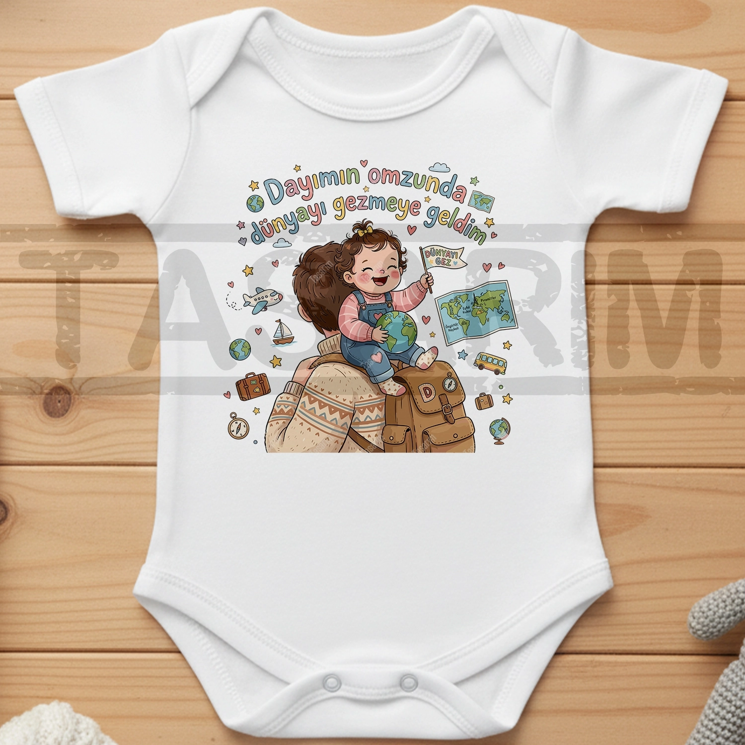 Dayımın Omzunda Dünyayı Gezmeye Geldim - Bebek Body Zıbın