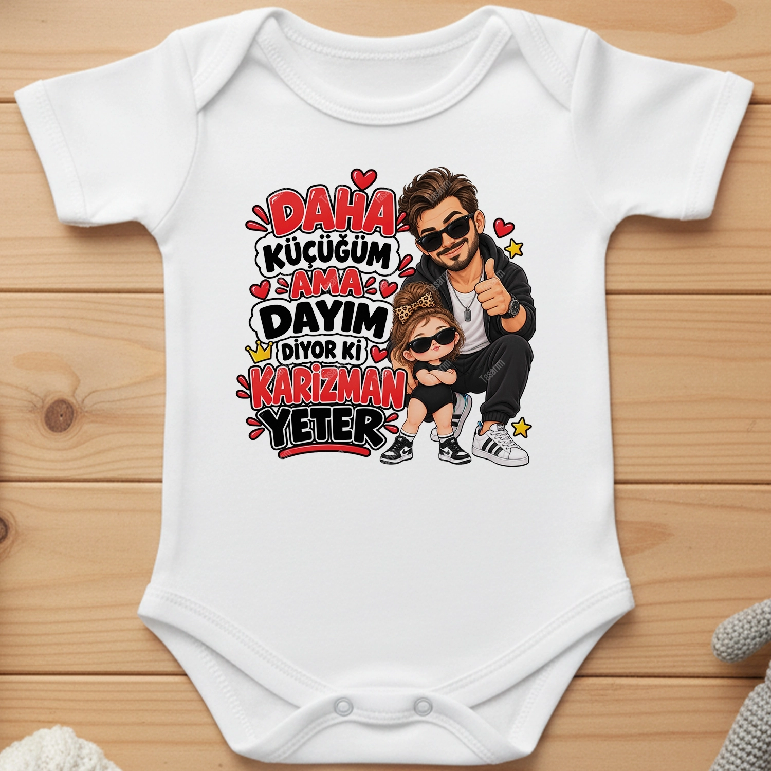 Daha Küçüğüm Ama Dayım Diyor Ki Karizman Yeter - Bebek Body Zıbın