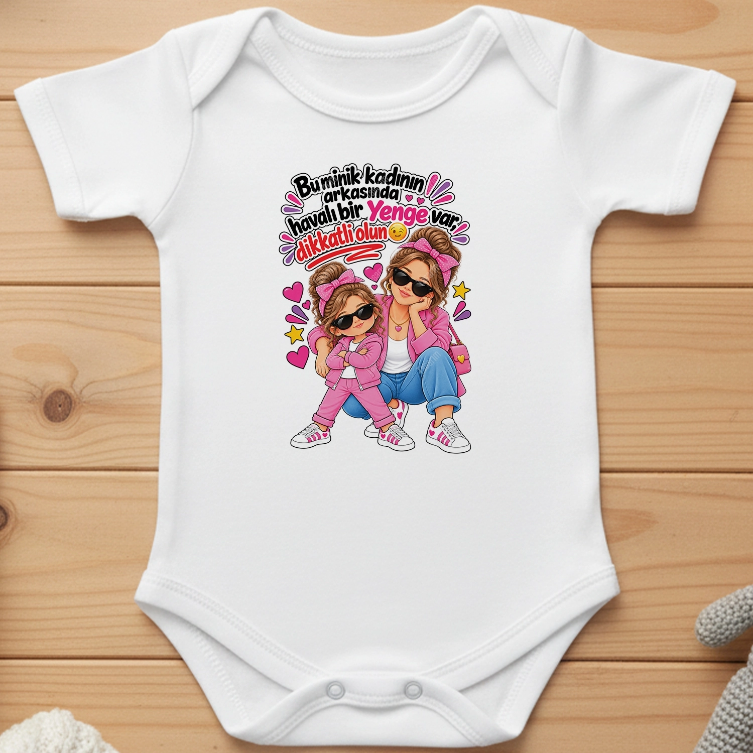 Bu Minik Kadının Arkasında Havalı Bir Yenge Var Dikkatli Olun - Bebek Body Zıbın
