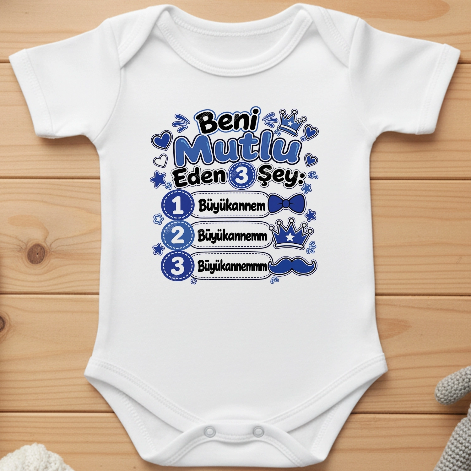 Beni Mutlu Eden 3 Şey Büyükannem - Bebek Body Zıbın