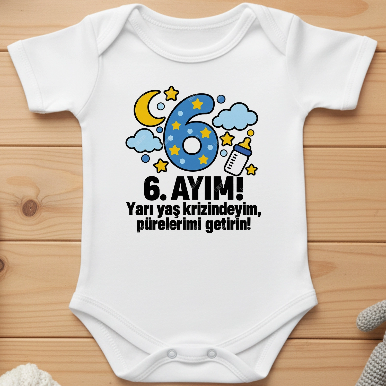 6. Aylık - Yarı Yaş Krizindeyim Pürelerimi Getirin - Bebek Body Zıbın