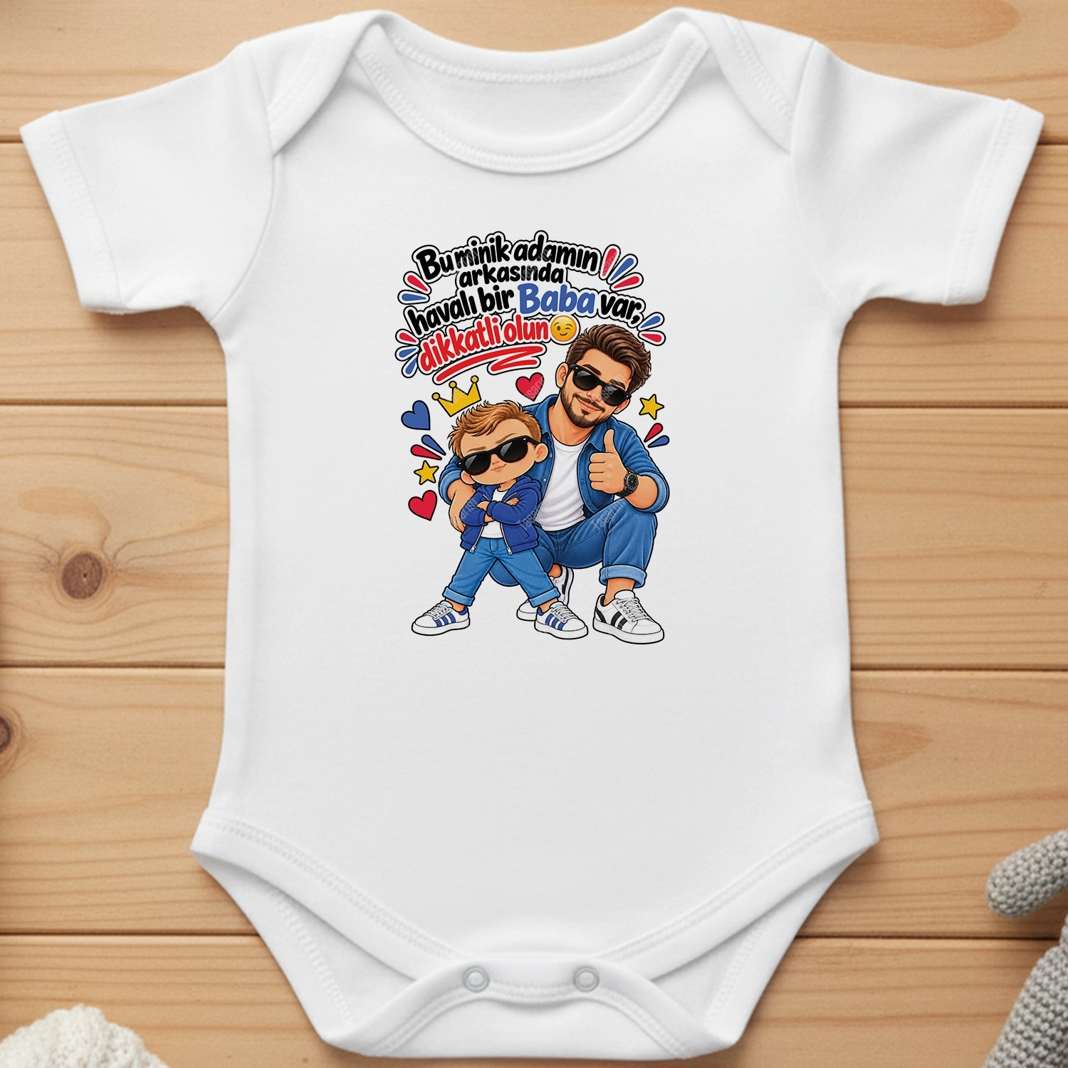Bu Minik Adamın Arkasında Havalı Bir Baba Var Dikkatli Olun - Bebek Body Zıbın