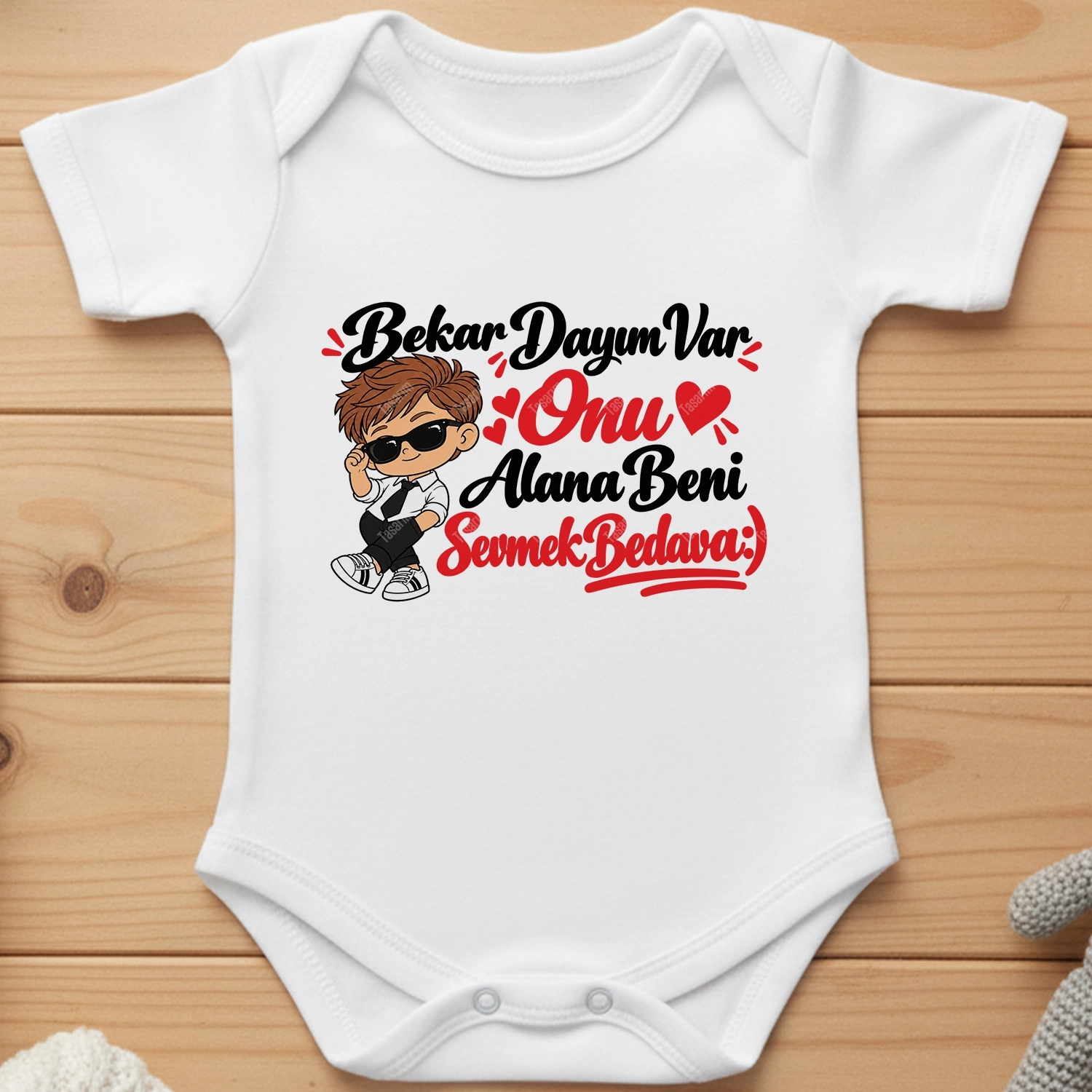 Bekar Dayım Var Onu Alana Beni Sevmek Bedava - Bebek Body Zıbın