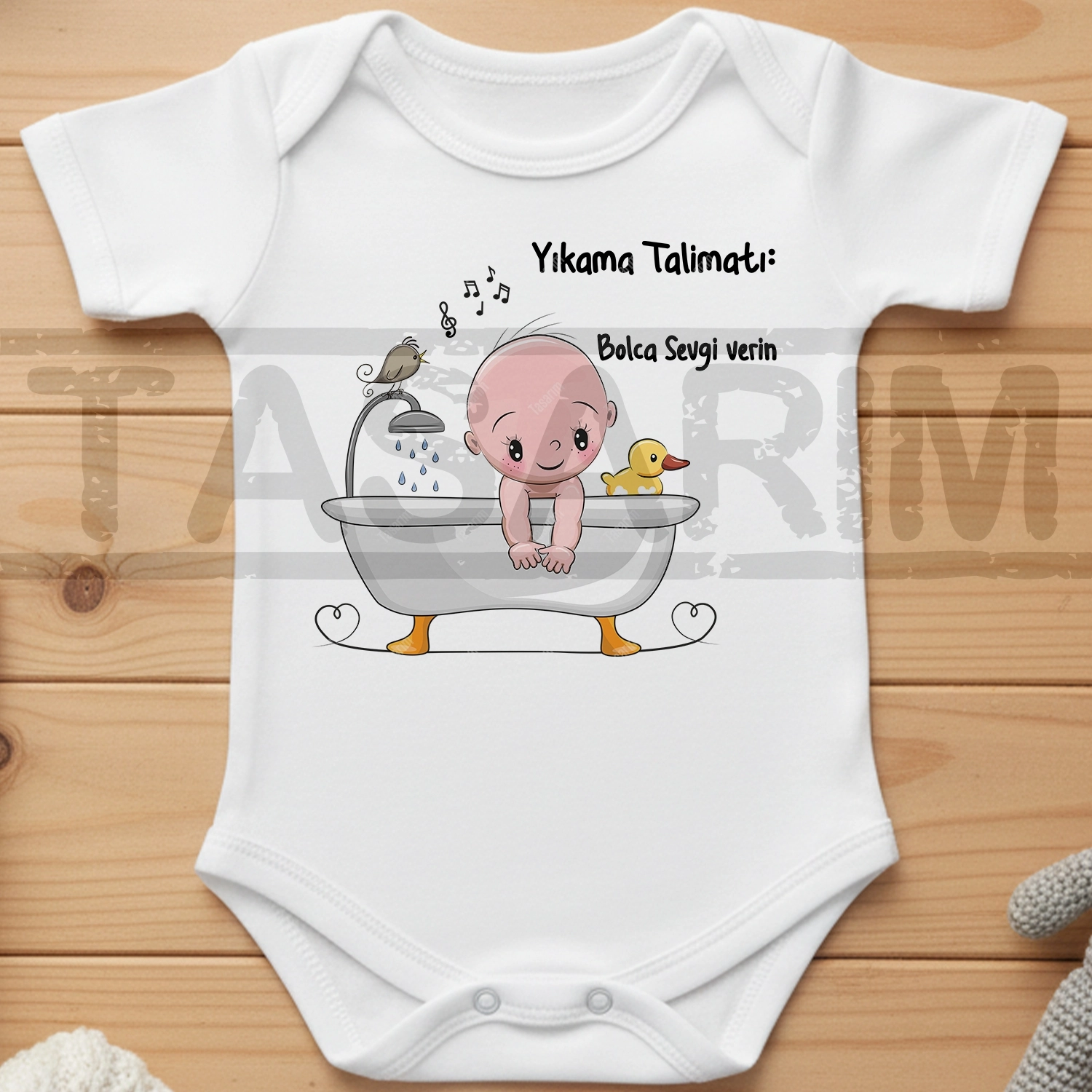Yıkama Talimatı Bolca Sevgi Verin - Bebek Body Zıbın