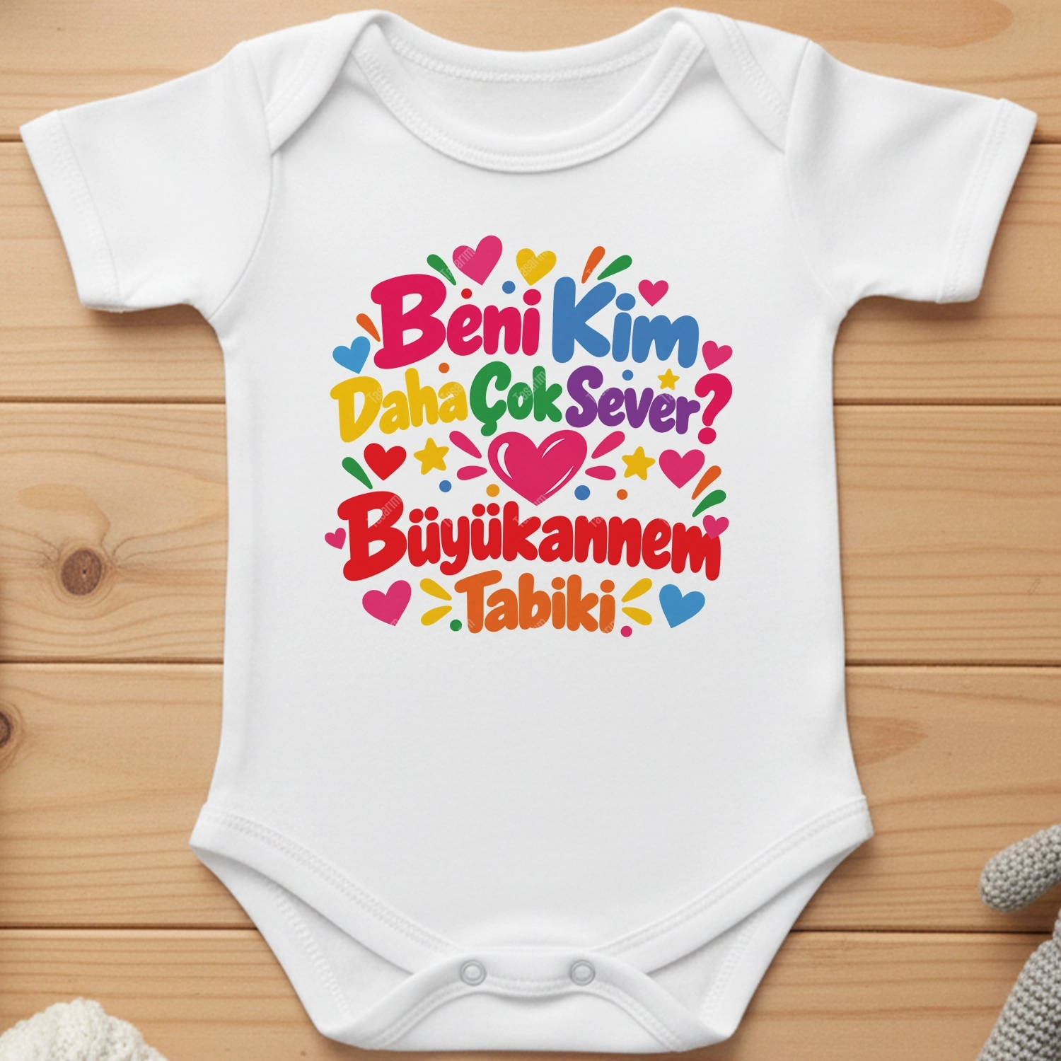 Beni Kim Daha Çok Sever Büyükannem Tabiki - Bebek Body Zıbın
