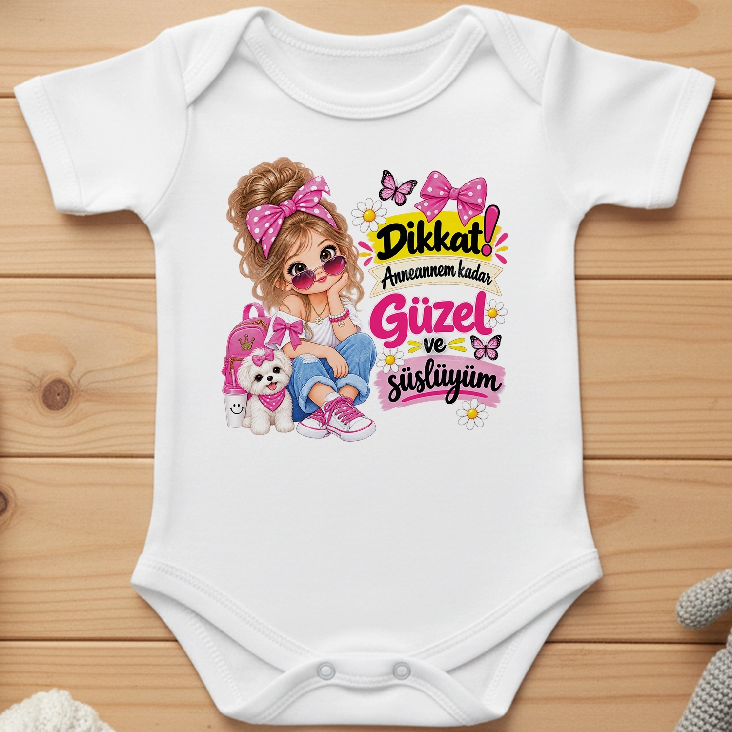 Dikkat Anneannem Kadar Güzel Ve Süslüyüm - Bebek Body Zıbın