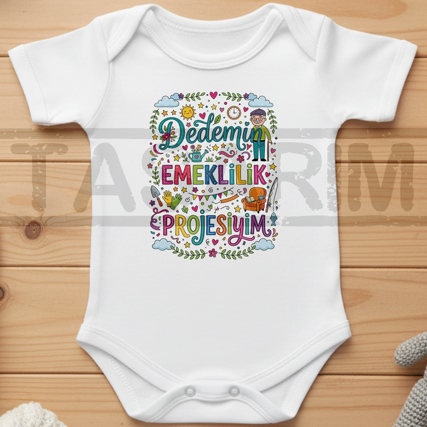 Dedemin Emeklilik Projesiyim - Bebek Body Zıbın