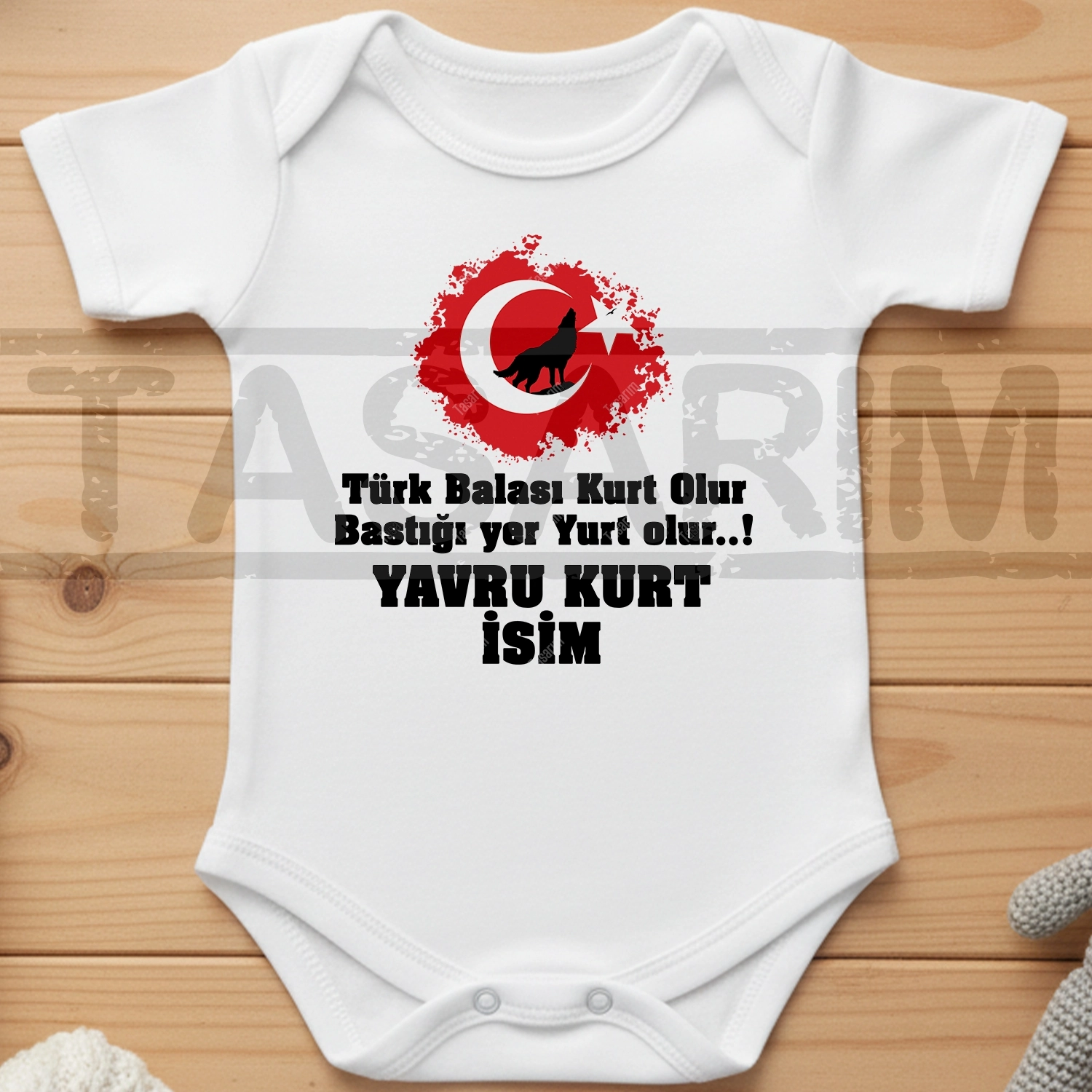 Türk Balası Kurt Olur Bastığı Yer Yurt Olur - Bebek Body Zıbın