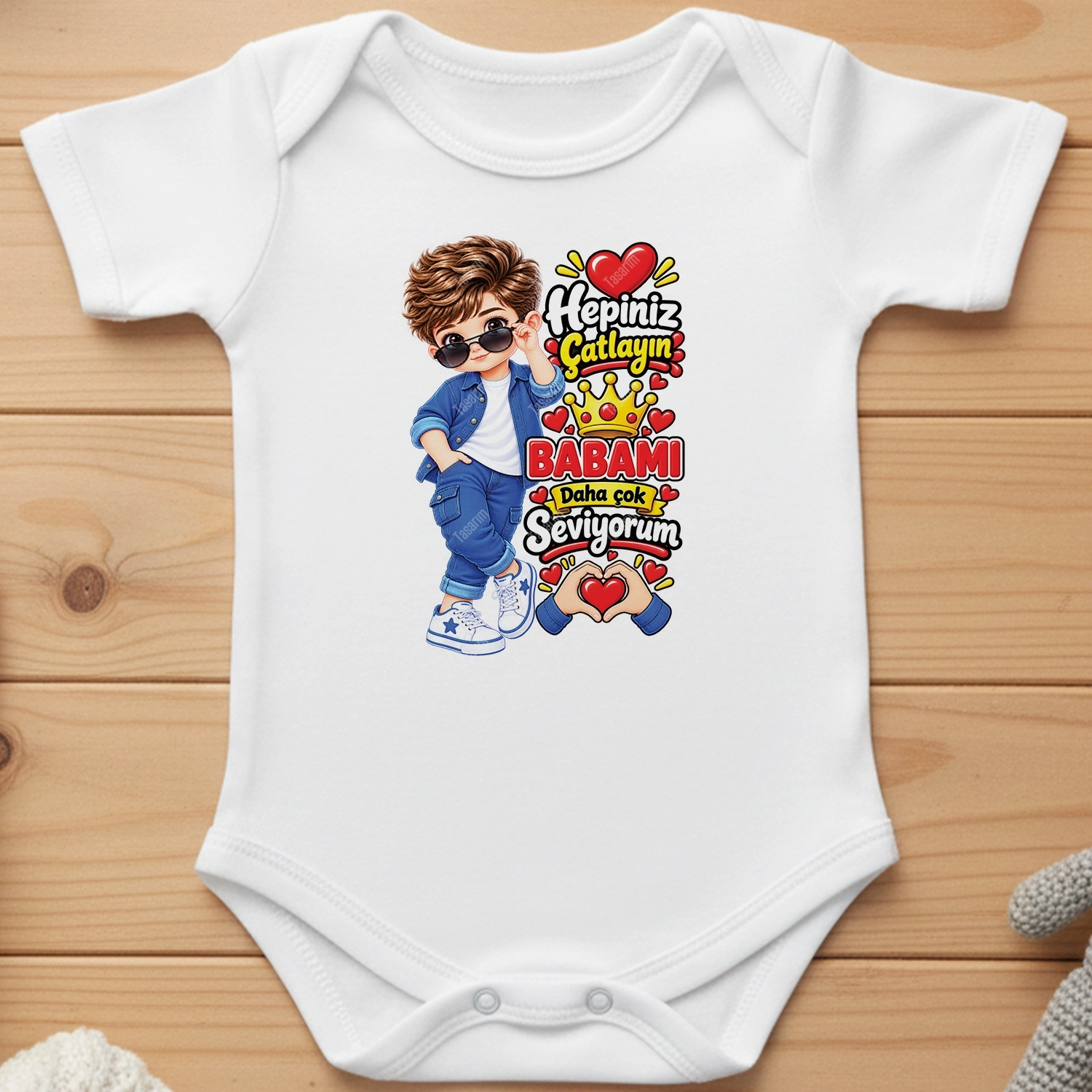 Hepiniz Çatlayın Babamı Daha Çok Seviyorum - Bebek Body Zıbın