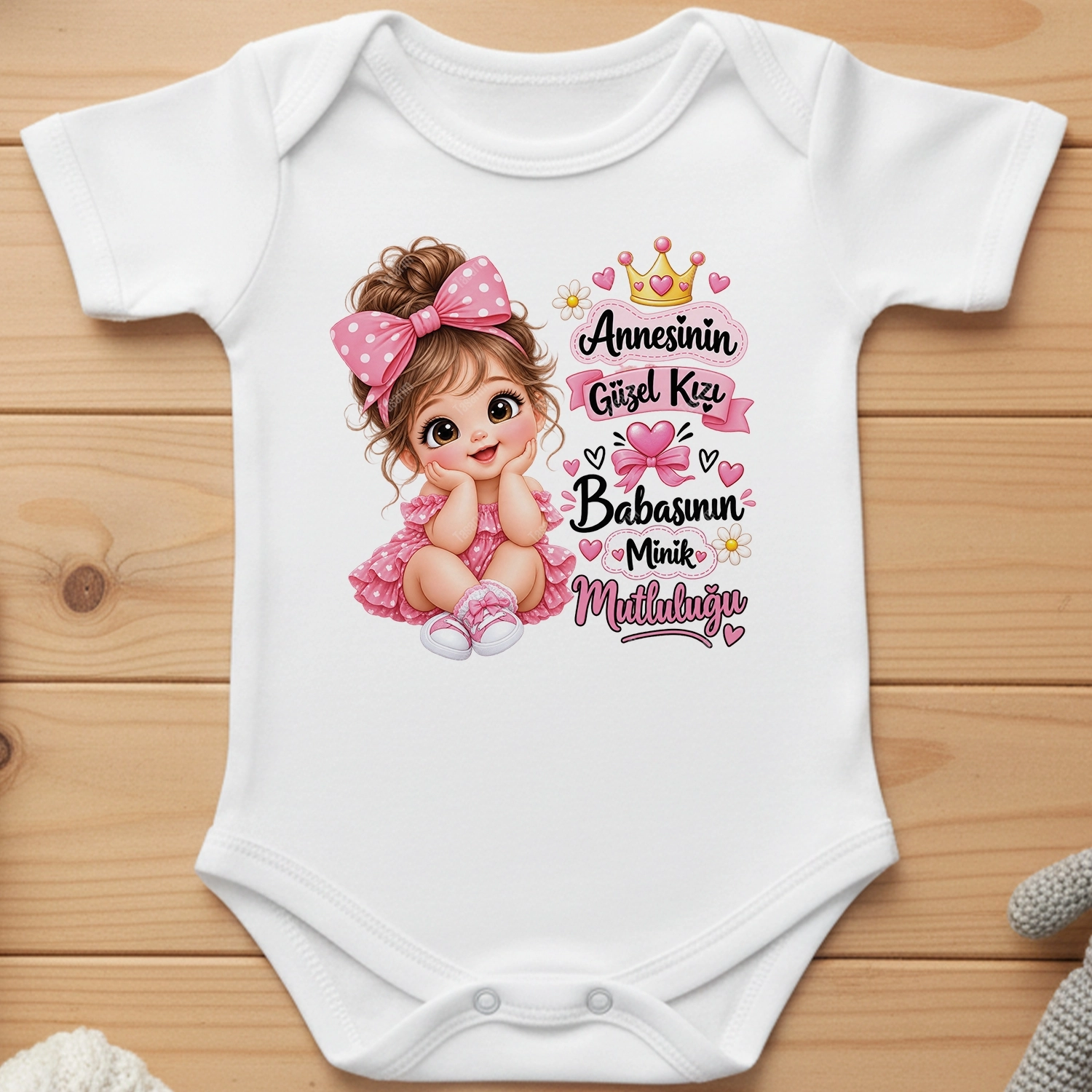 Annesinin Güzel Kızı Babasının Minik Mutluluğu - Bebek Body Zıbın