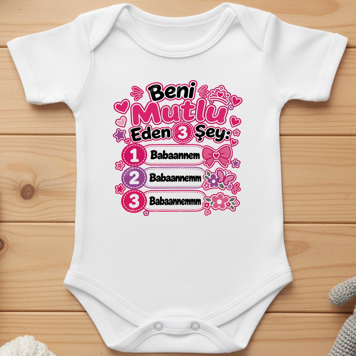 Beni Mutlu Eden 3 Şey Babaannem - Bebek Body Zıbın