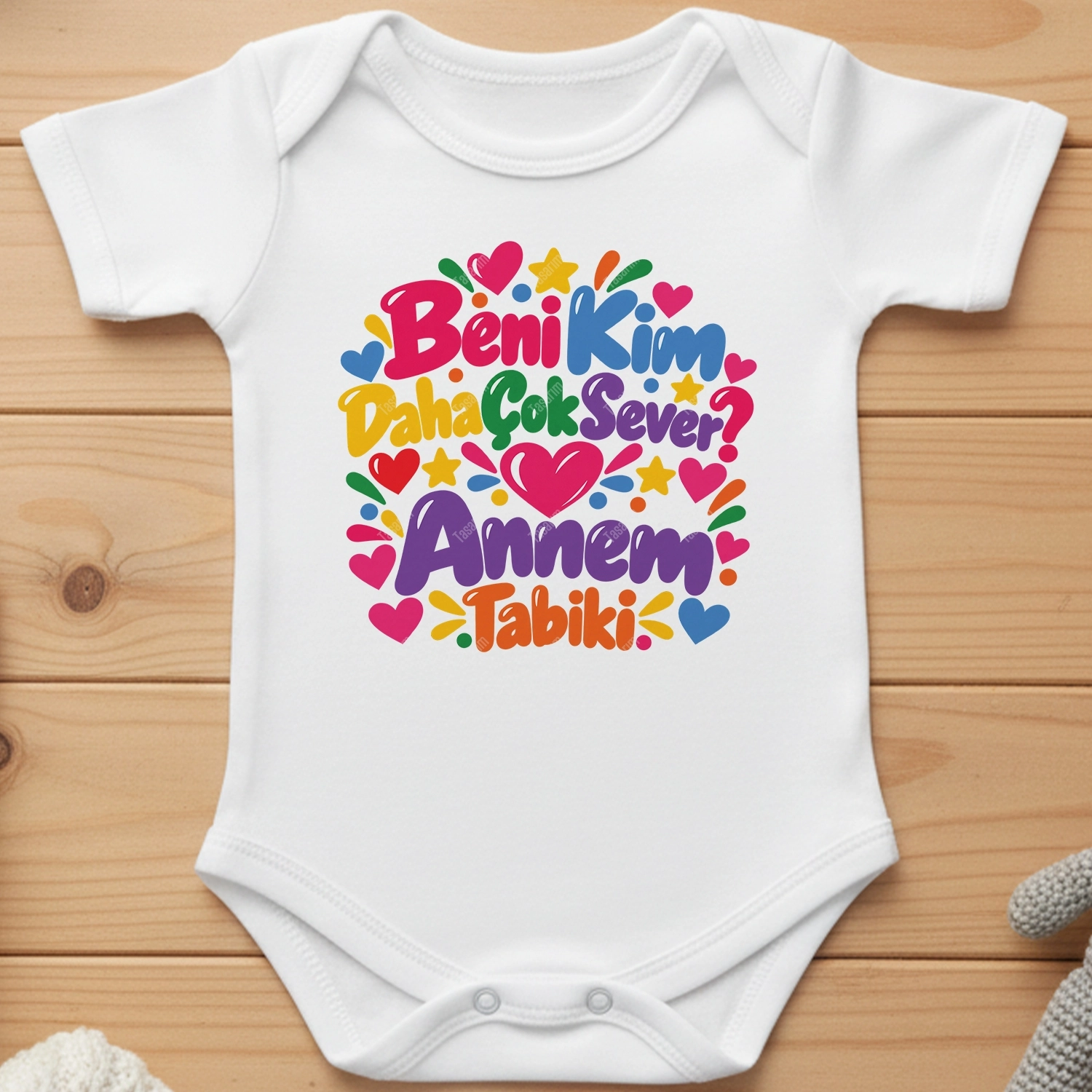 Beni Kim Daha Çok Sever Annem Tabiki - Bebek Body Zıbın