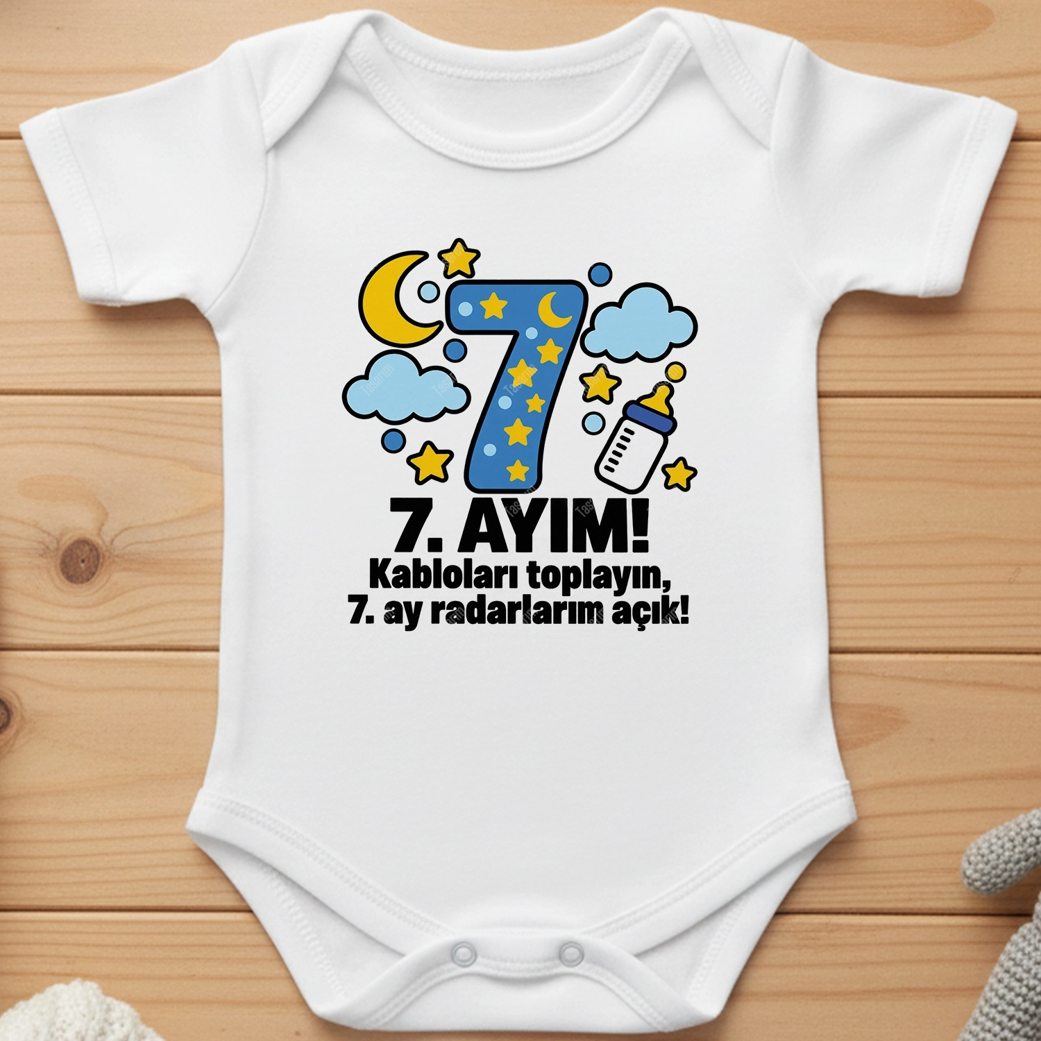 7. Aylık - Kabloları Toplayın 7. Ay Radarlarım Açık - Bebek Body Zıbın