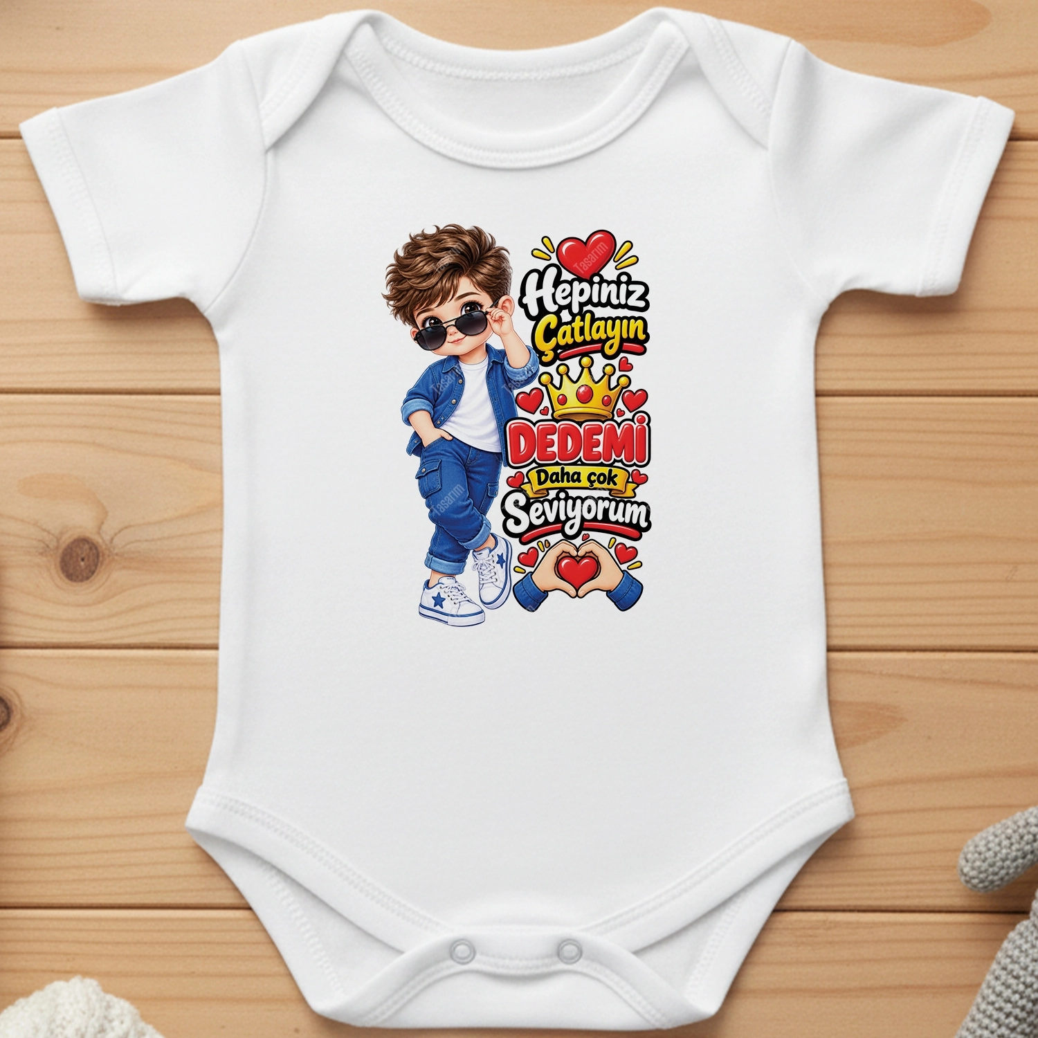 Hepiniz Çatlayın Dedemi Daha Çok Seviyorum - Bebek Body Zıbın