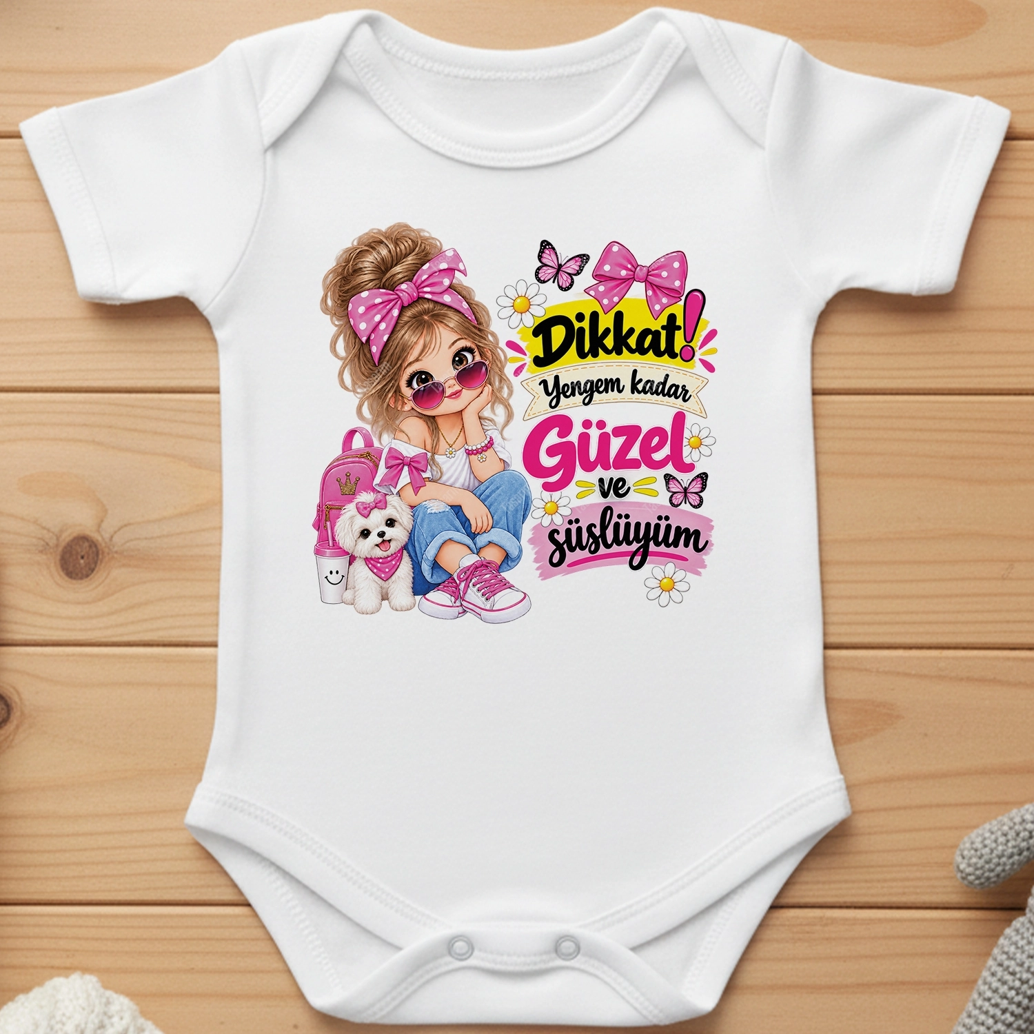 Dikkat Yengem Kadar Güzel ve Süslüyüm - Bebek Body Zıbın