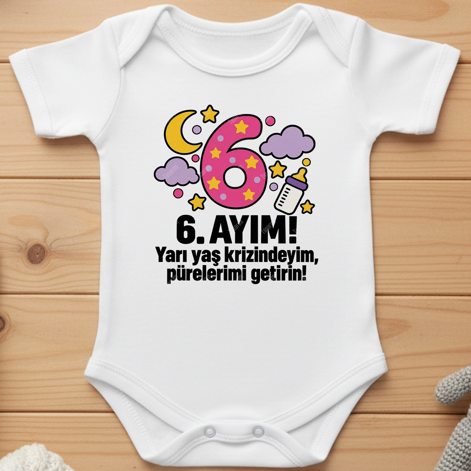 6. Aylık - Yarı Yaş Krizindeyim Pürelerimi Getirin - Bebek Body Zıbın