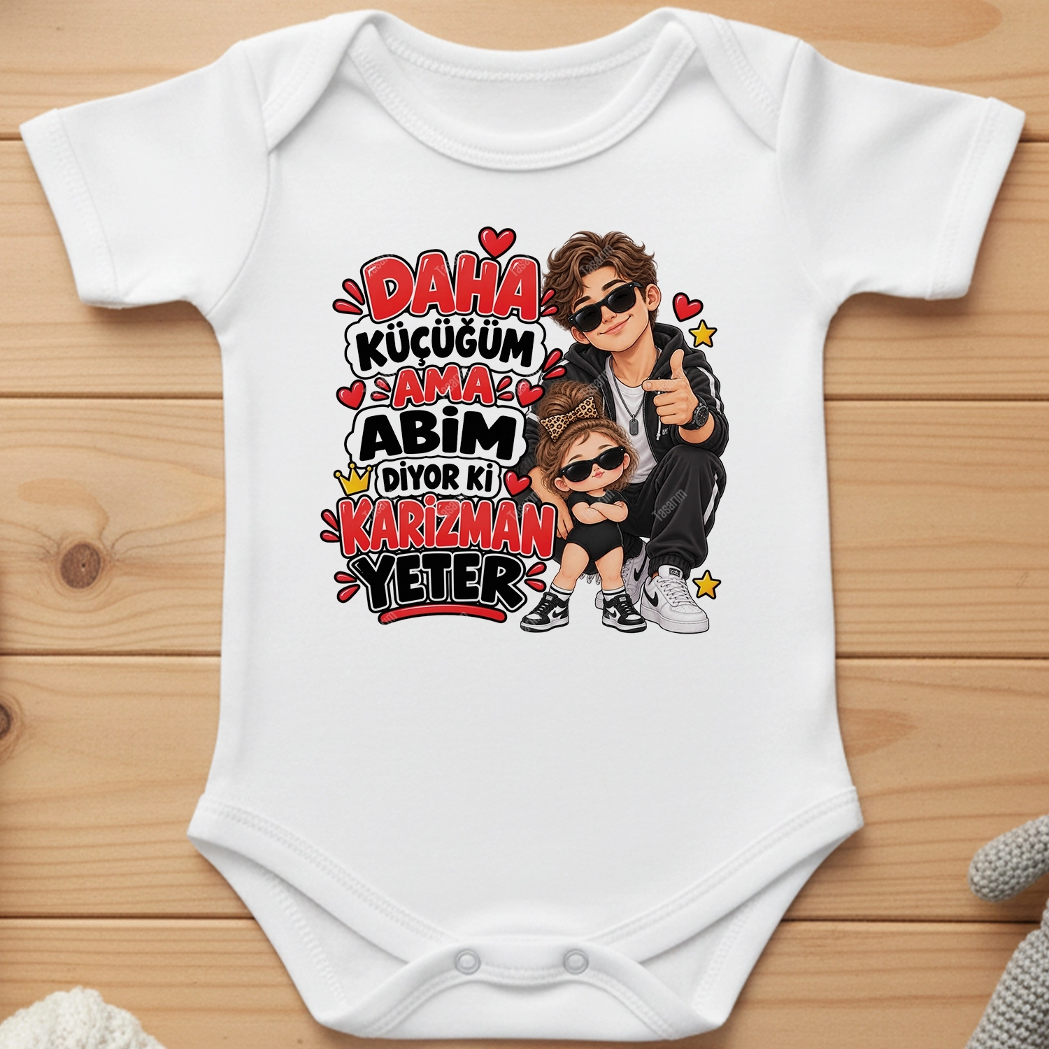 Daha Küçüğüm Ama Abim Diyor Ki Karizman Yeter - Bebek Body Zıbın