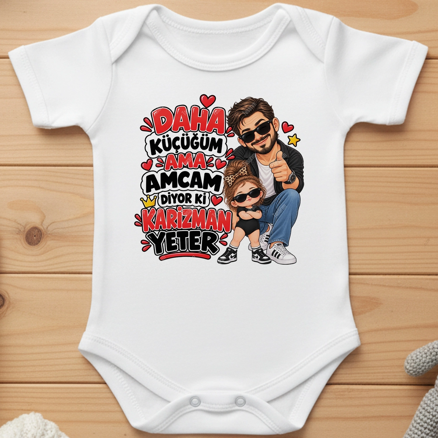 Daha Küçüğüm Ama Amcam Diyor Ki Karizman Yeter - Bebek Body Zıbın