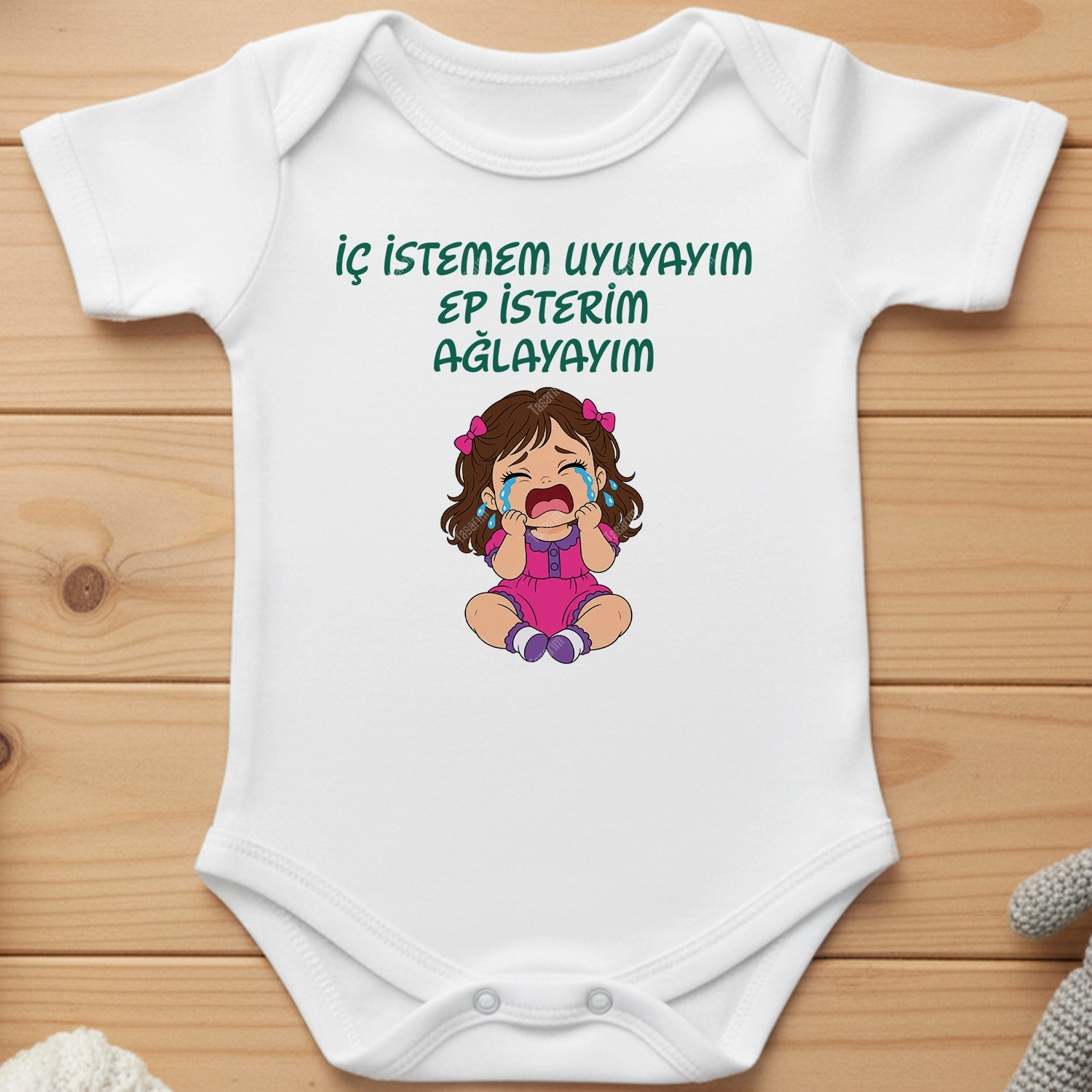 İç İstemem Uyuyayım Ep İsterim Ağlayayım - Bebek Body Zıbın