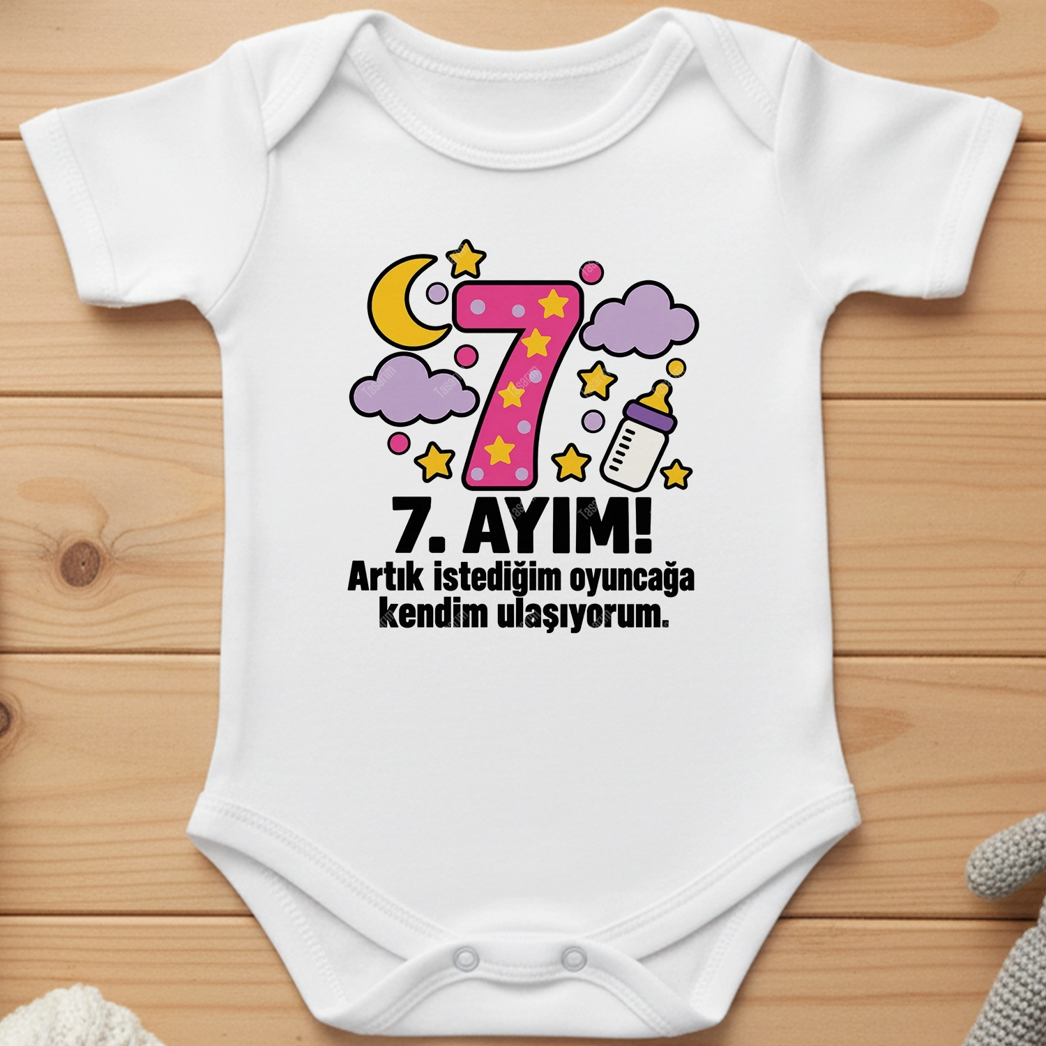 7. Aylık - Artık İstediğim Oyuncağa Kendim Ulaşıyorum - Bebek Body Zıbın