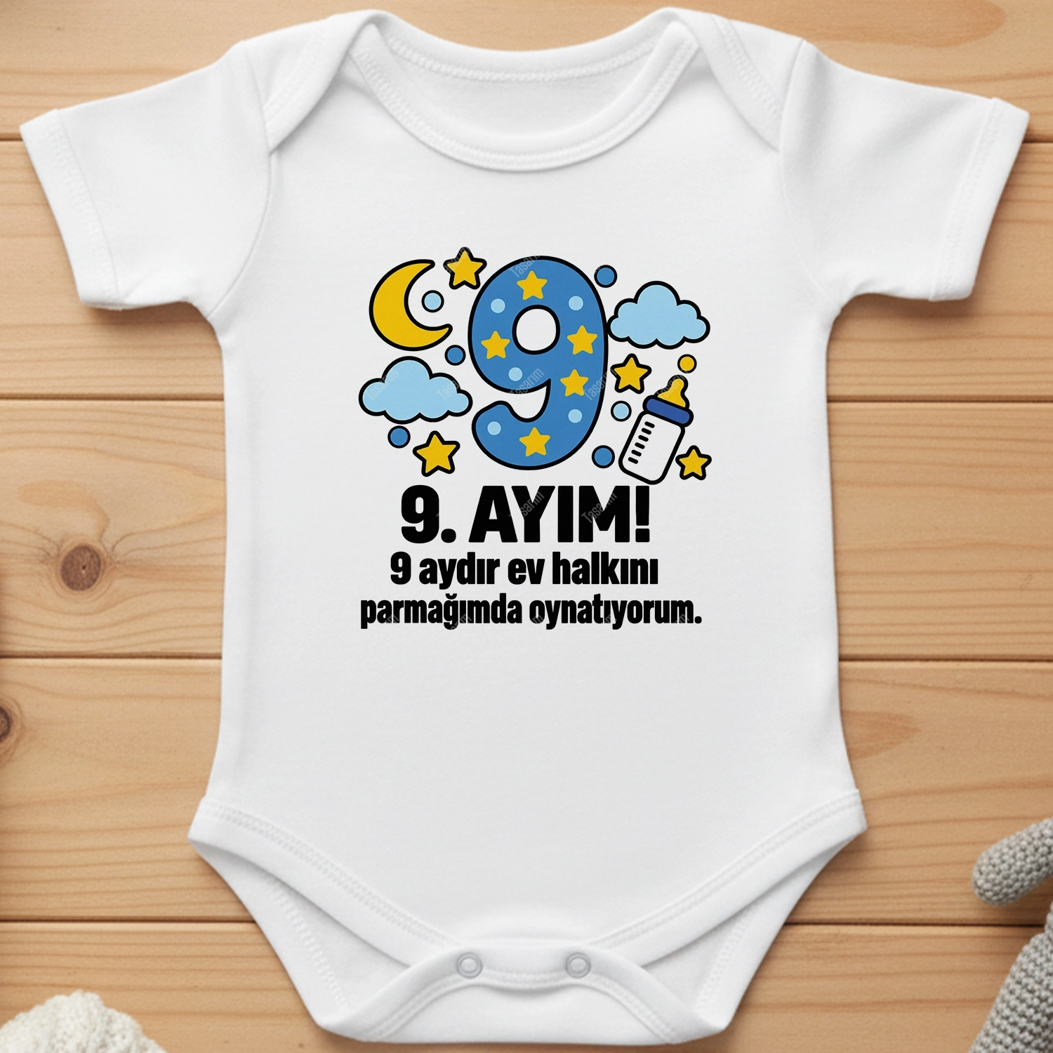 9. Aylık - 9 Aydır Ev Halkını Parmağımda Oynatıyorum - Bebek Body Zıbın