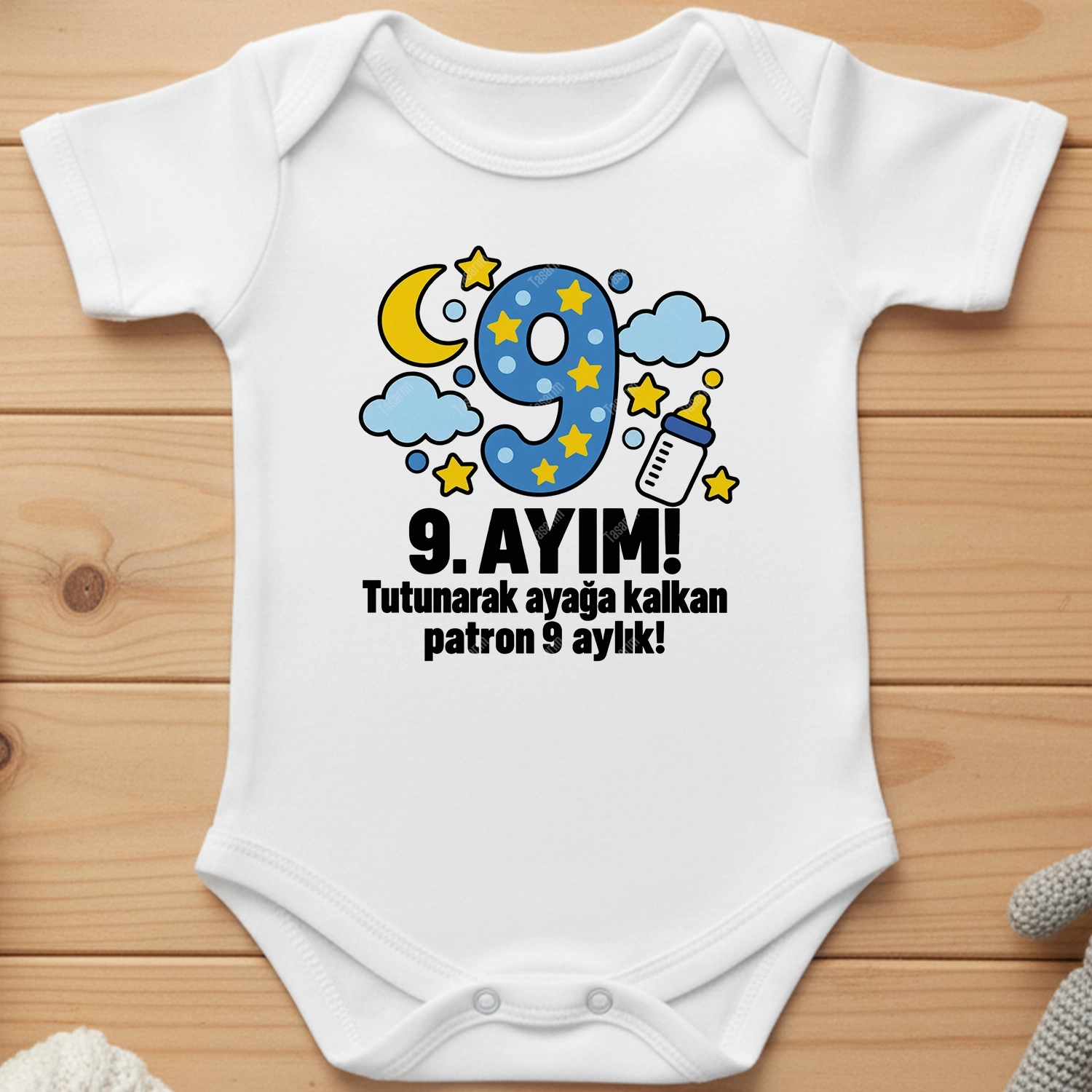 9. Aylık - Tutunarak Ayağa Kalkan Patron 9 Aylık - Bebek Body Zıbın