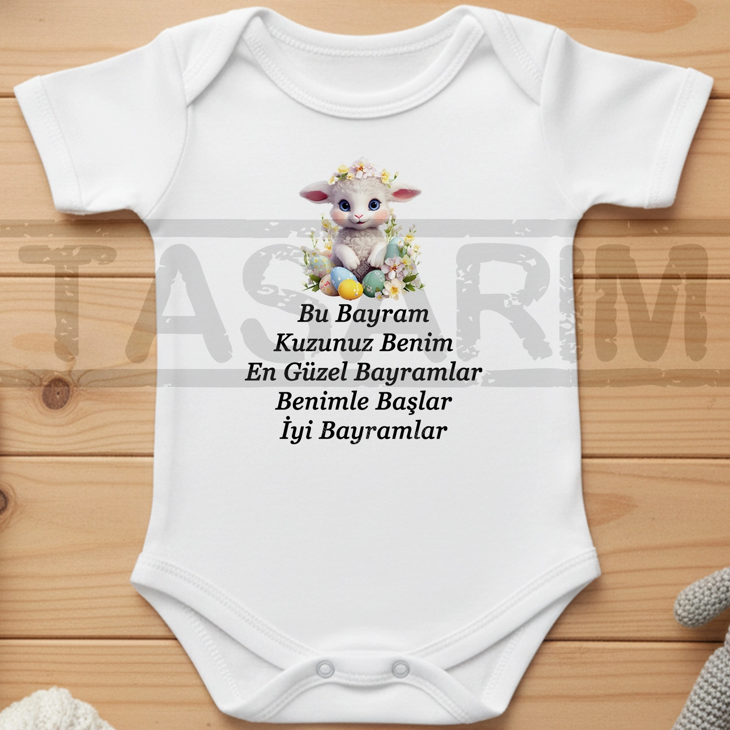 Bu Bayram Kuzunuz Benim En Güzel Bayramlar Benimle Başlar İyi Bayramlar - Bebek Body Zıbın