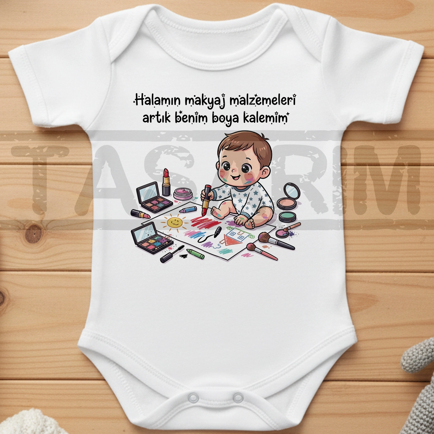 Halamın Makyaj Malzemeleri Artık Benim Boya Kalemim - Bebek Body Zıbın