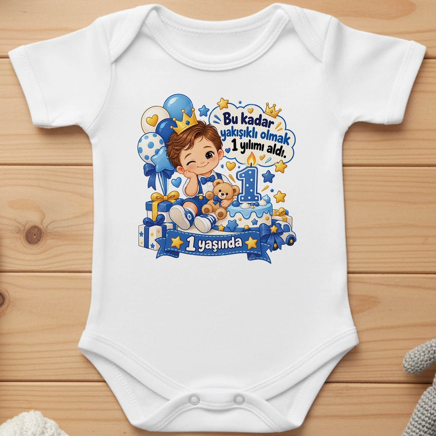 Bu Kadar Yakışıklı Olmak 1 Yılımı Aldı - Bebek Body Zıbın