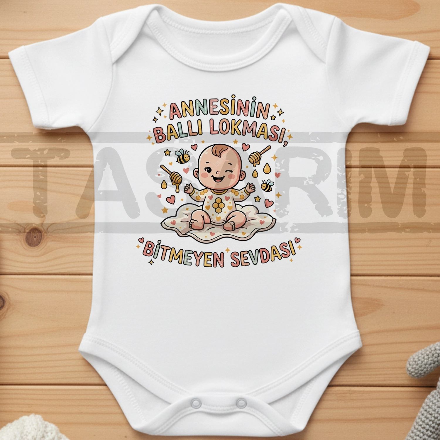 Annesinin Ballı Lokması Bitmeyen Sevdası - Bebek Body Zıbın