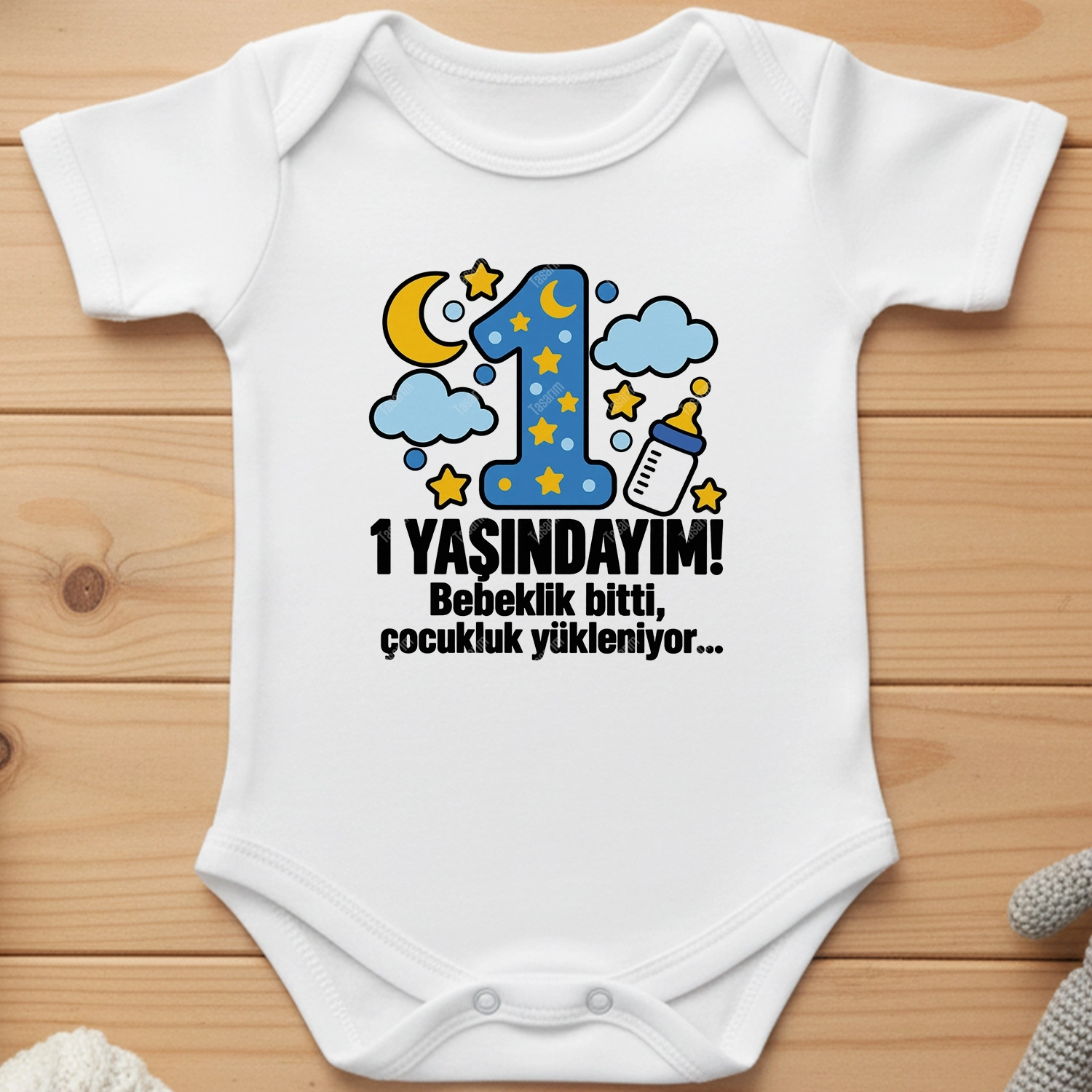 1 Yaşındayım - Bebeklik Bitti Çocukluk Yükleniyor - Bebek Body Zıbın