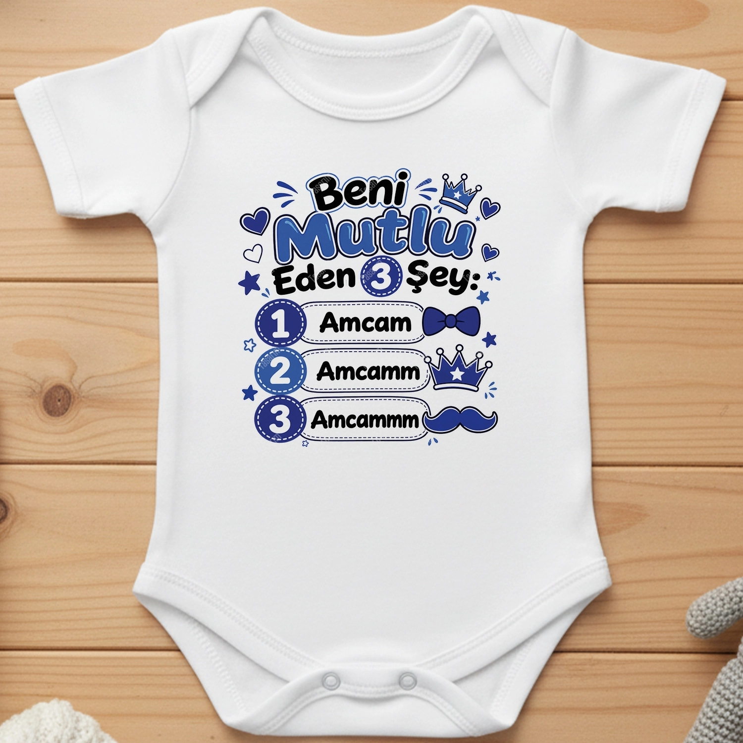 Beni Mutlu Eden 3 Şey Amcam - Bebek Body Zıbın