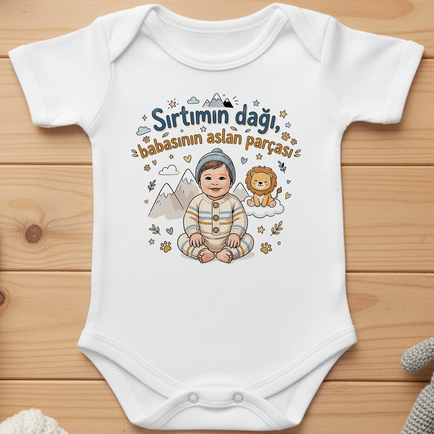 Sırtımın Dağı Babasının Aslan Parçası - Bebek Body Zıbın