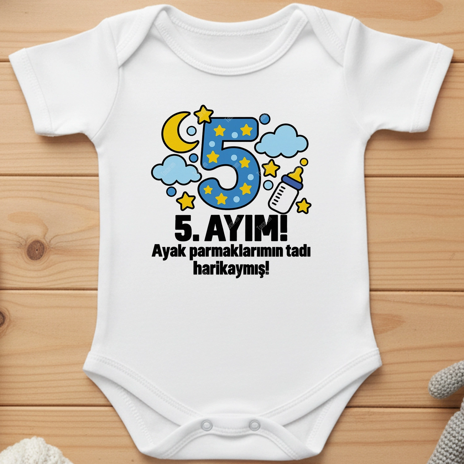 5. Aylık - Ayak Parmaklarımın Tadı Harikaymış - Bebek Body Zıbın