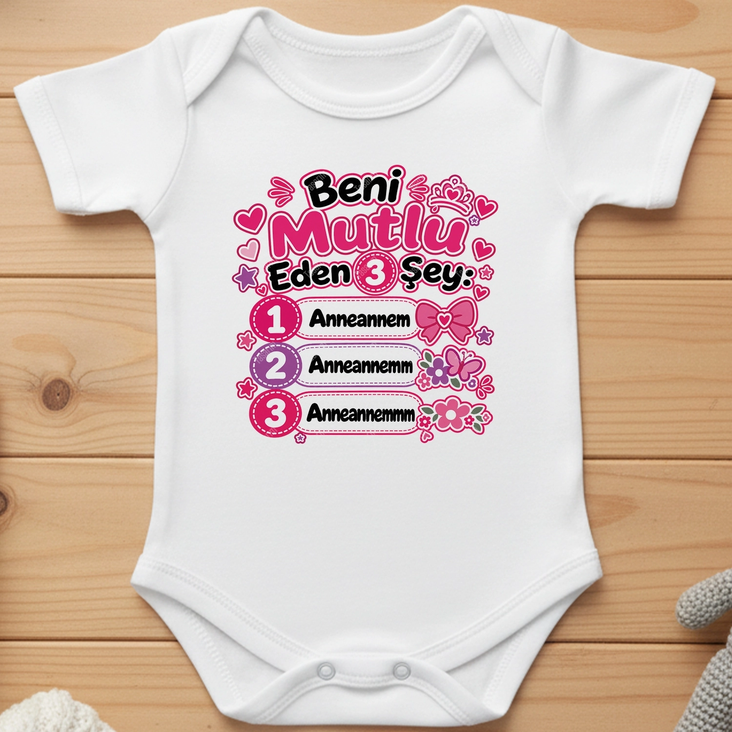 Beni Mutlu Eden 3 Şey Anneannem - Bebek Body Zıbın