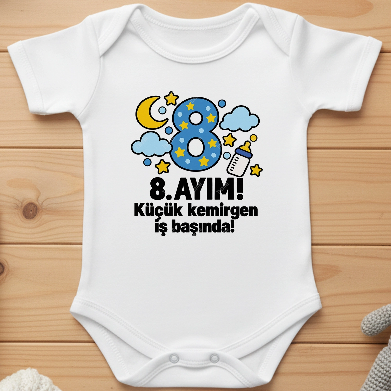 8. Aylık - Küçük Kemirgen İş Başında - Bebek Body Zıbın