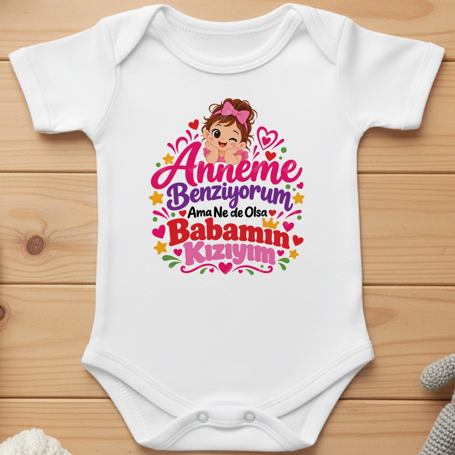 Anneme Benziyorum Ama Ne De Olsa Babamın Kızıyım - Bebek Body Zıbın